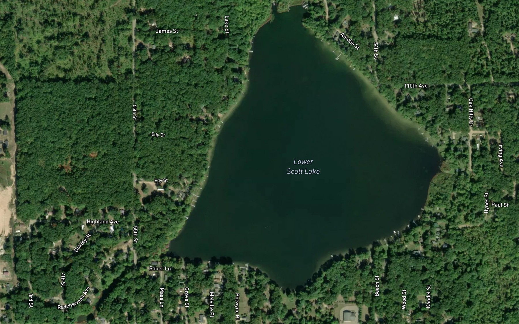 Satellite map of the Lower Scott Lake