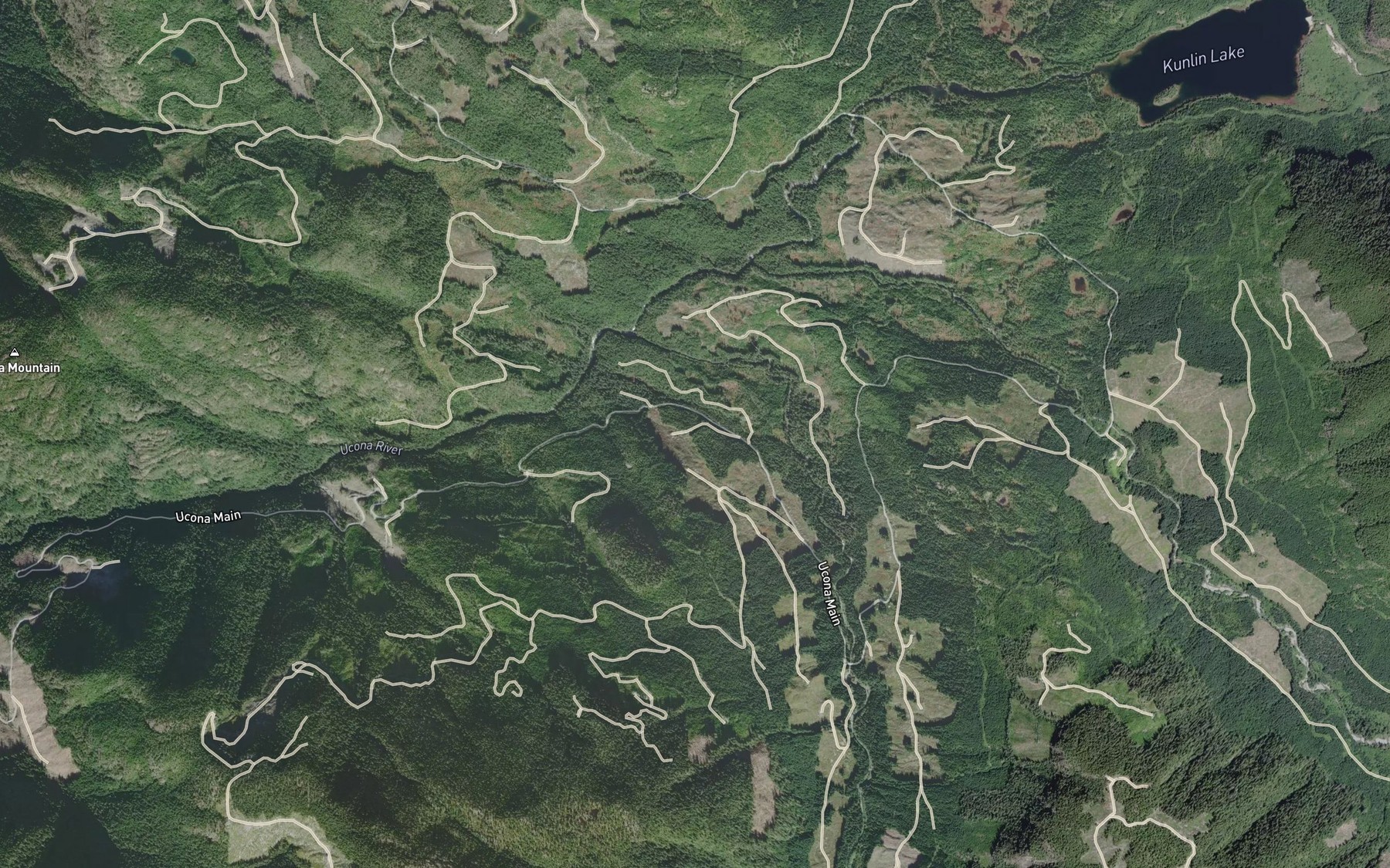 Satellite map of the Quatchka Creek