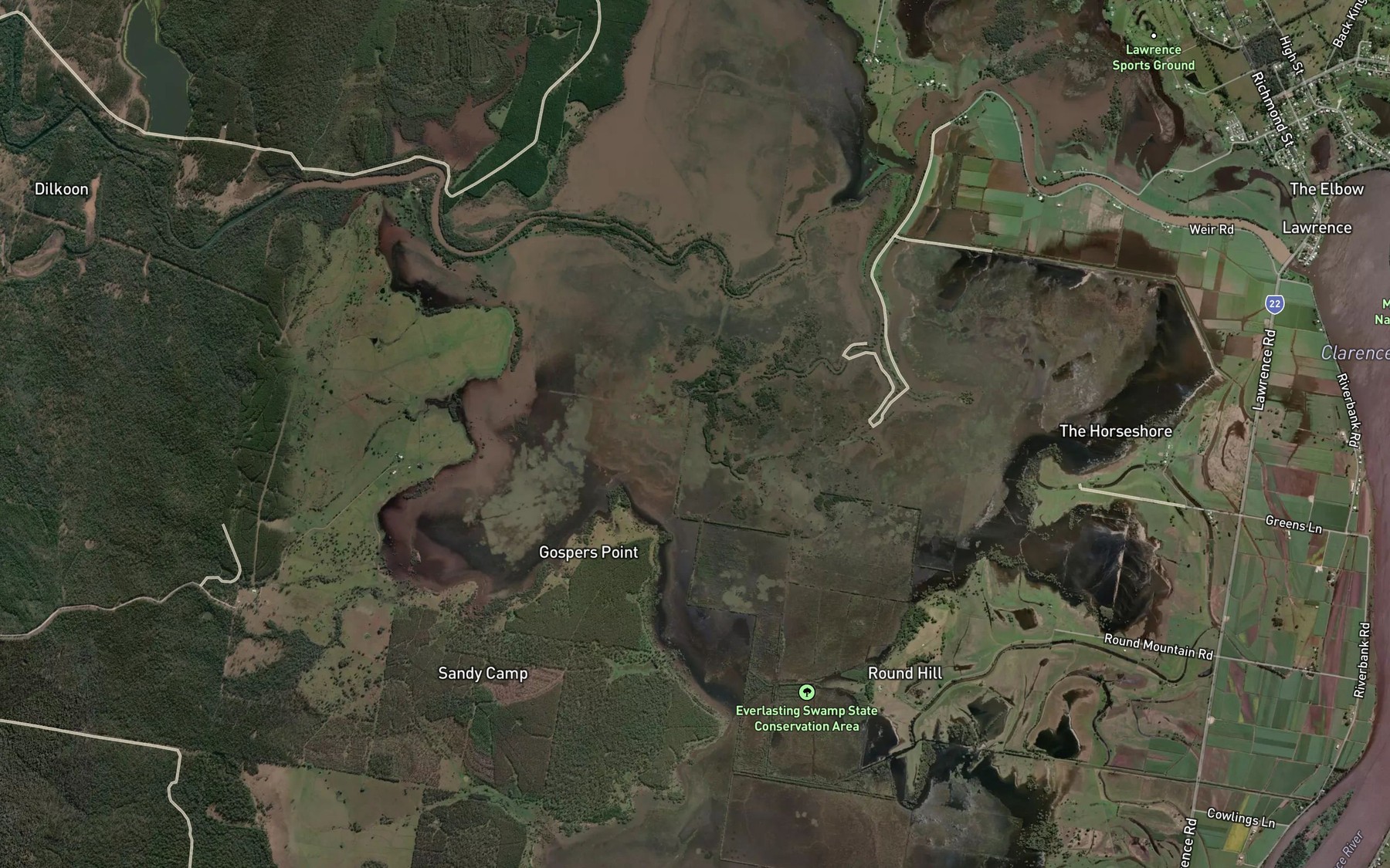 Satellite map of the Teal Bay