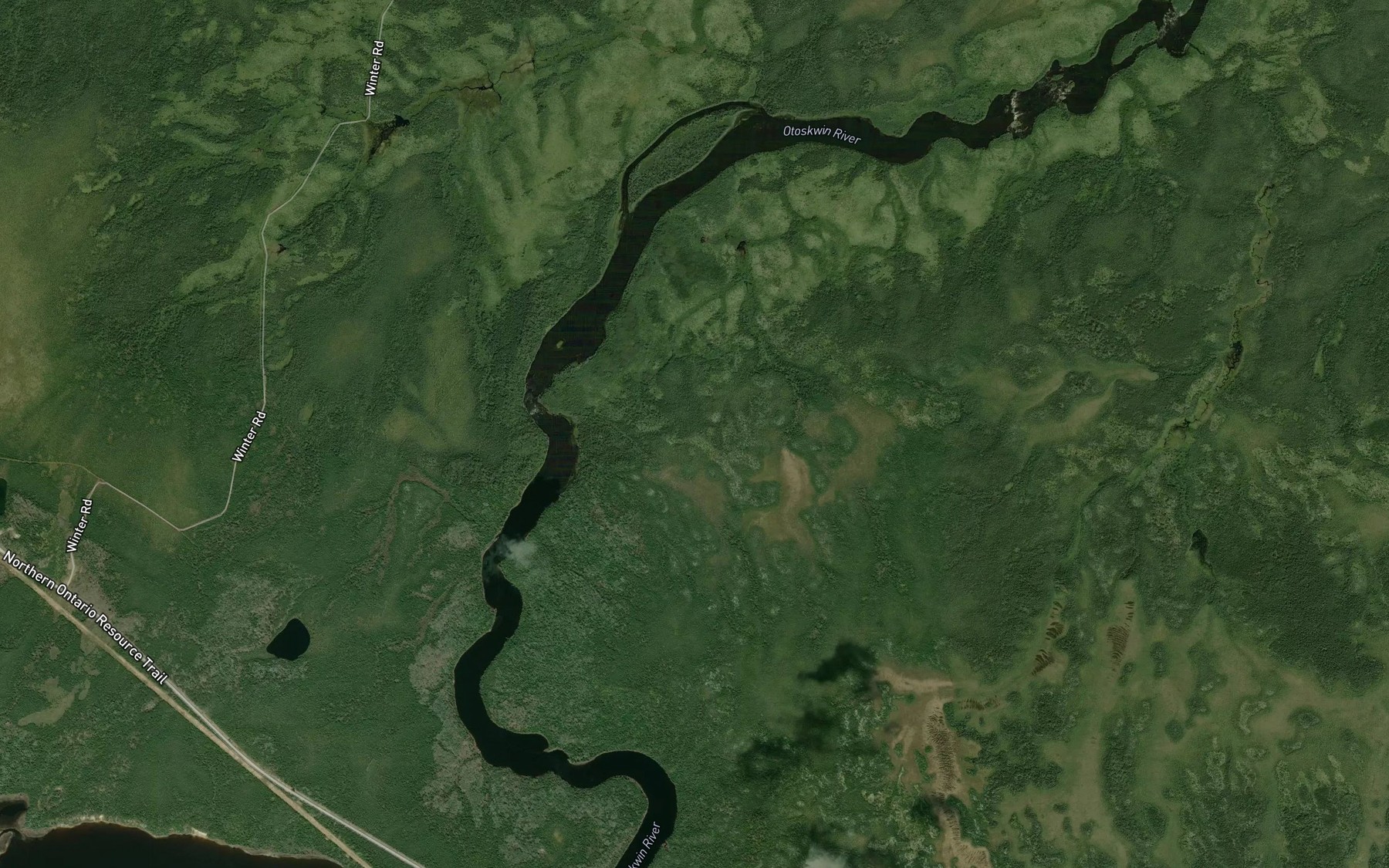 Satellite map of the Ozhuskans Rapids