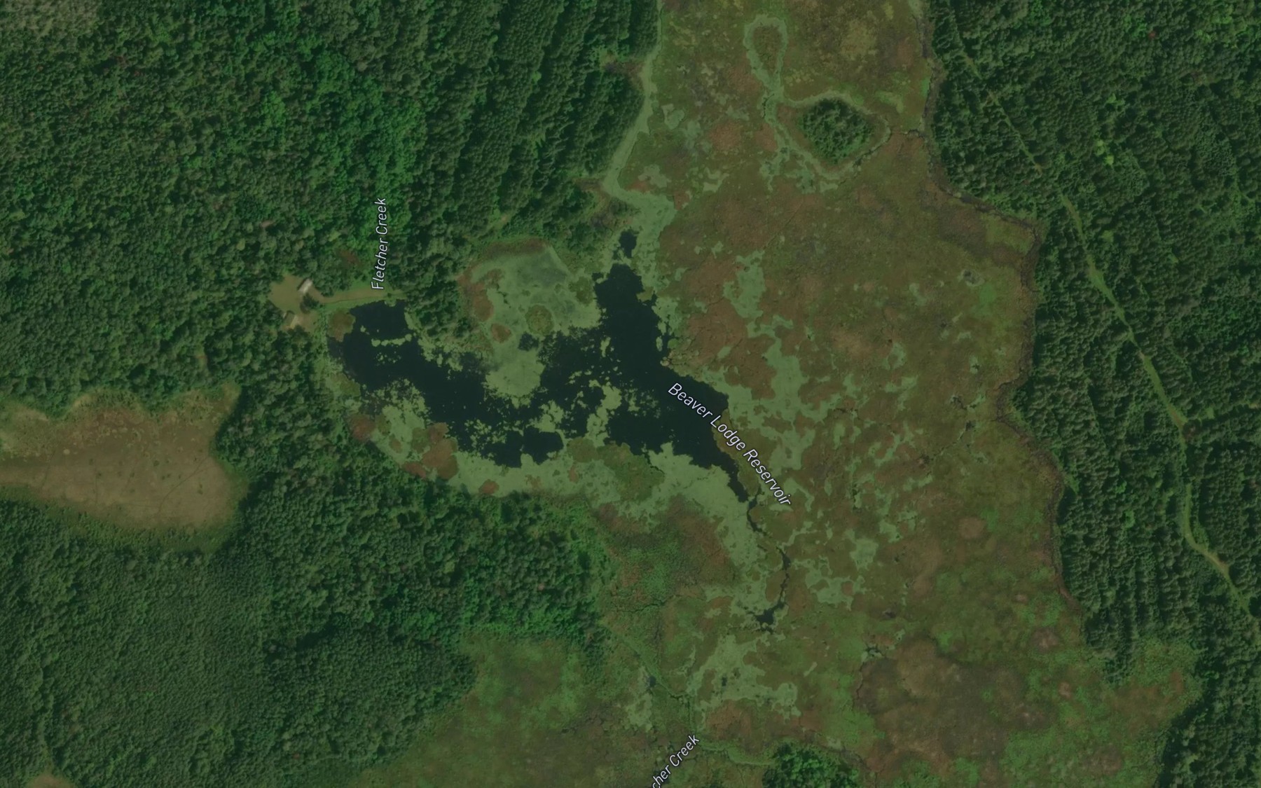 Satellite map of the Beaver Lodge Reservoir