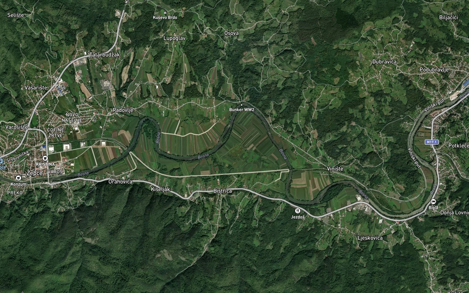 Satellite map of the Jabucica