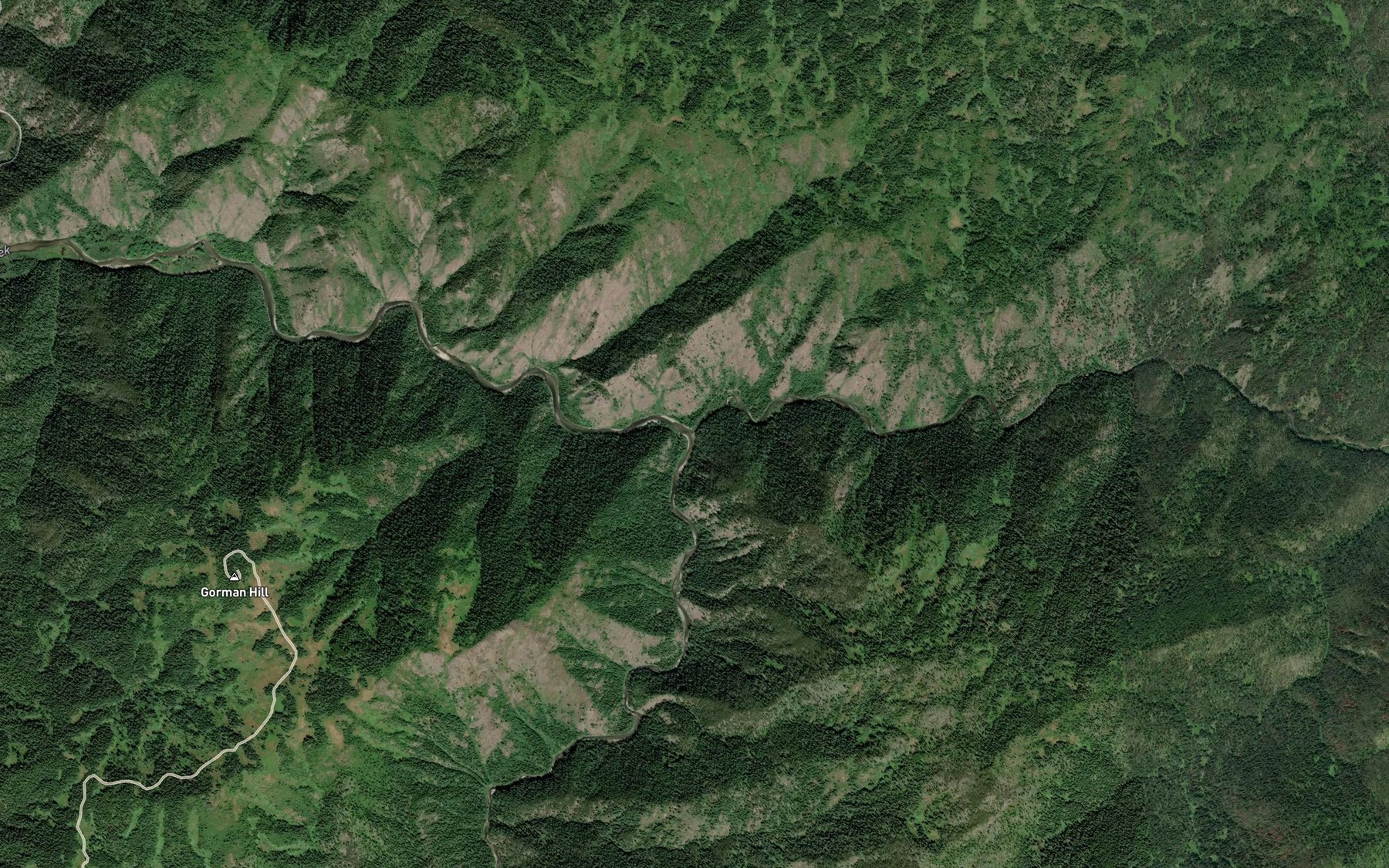 Satellite map of the Cayuse Creek