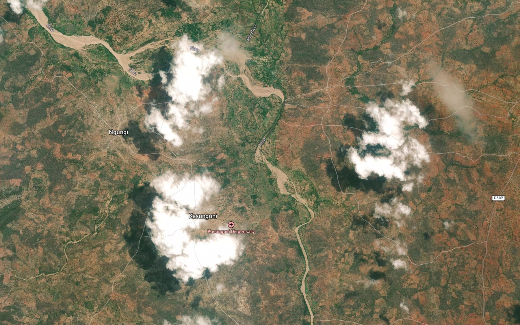 Satellite map of the Kinyululu