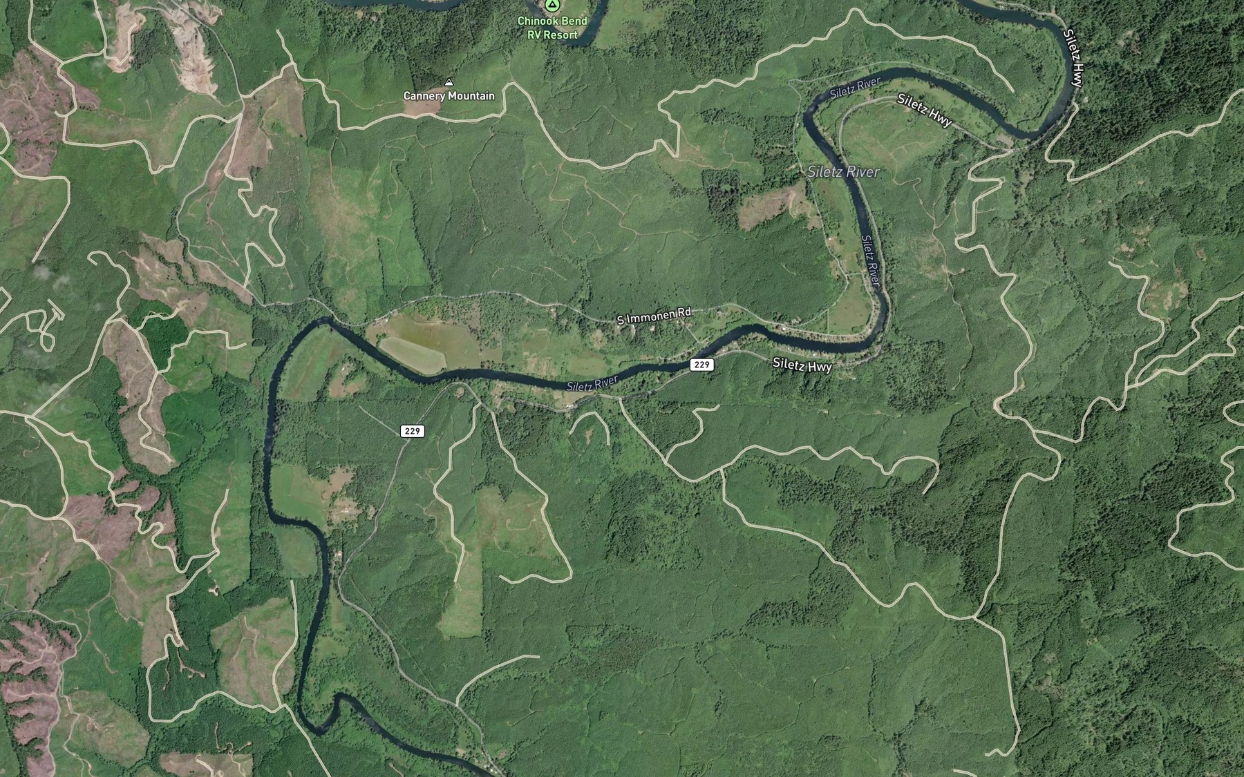 Satellite map of the Reed Creek
