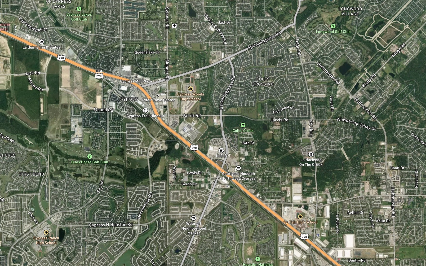 Satellite map of the Dry Creek