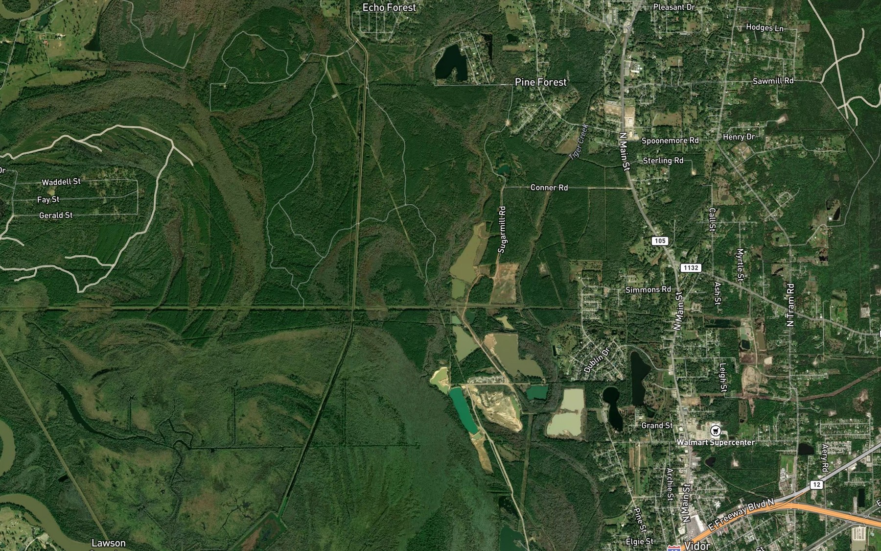 Satellite map of the Tenmile Creek