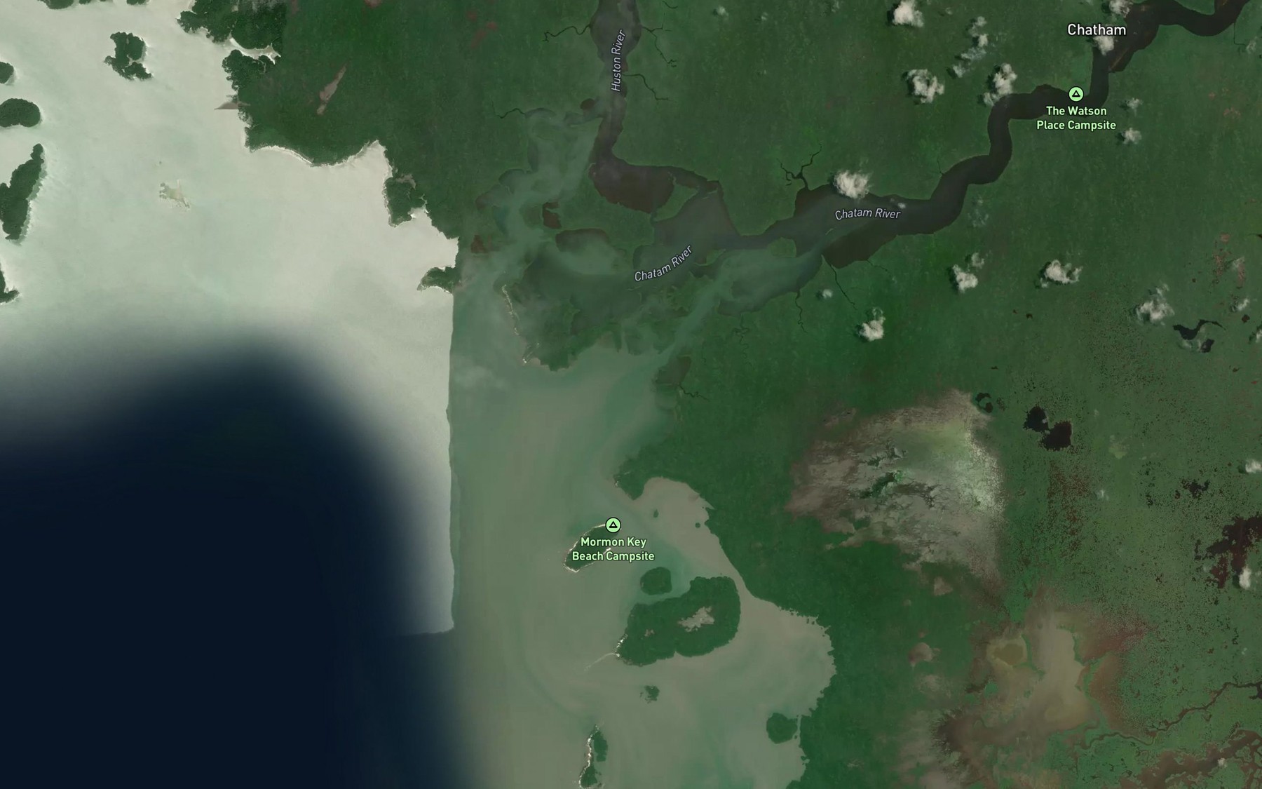 Satellite map of the Chatham River