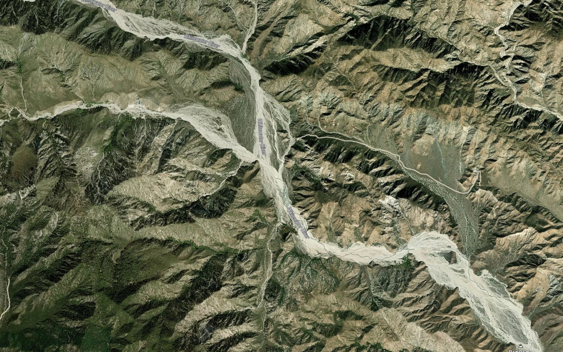Satellite map of the South Fork Whitewater River