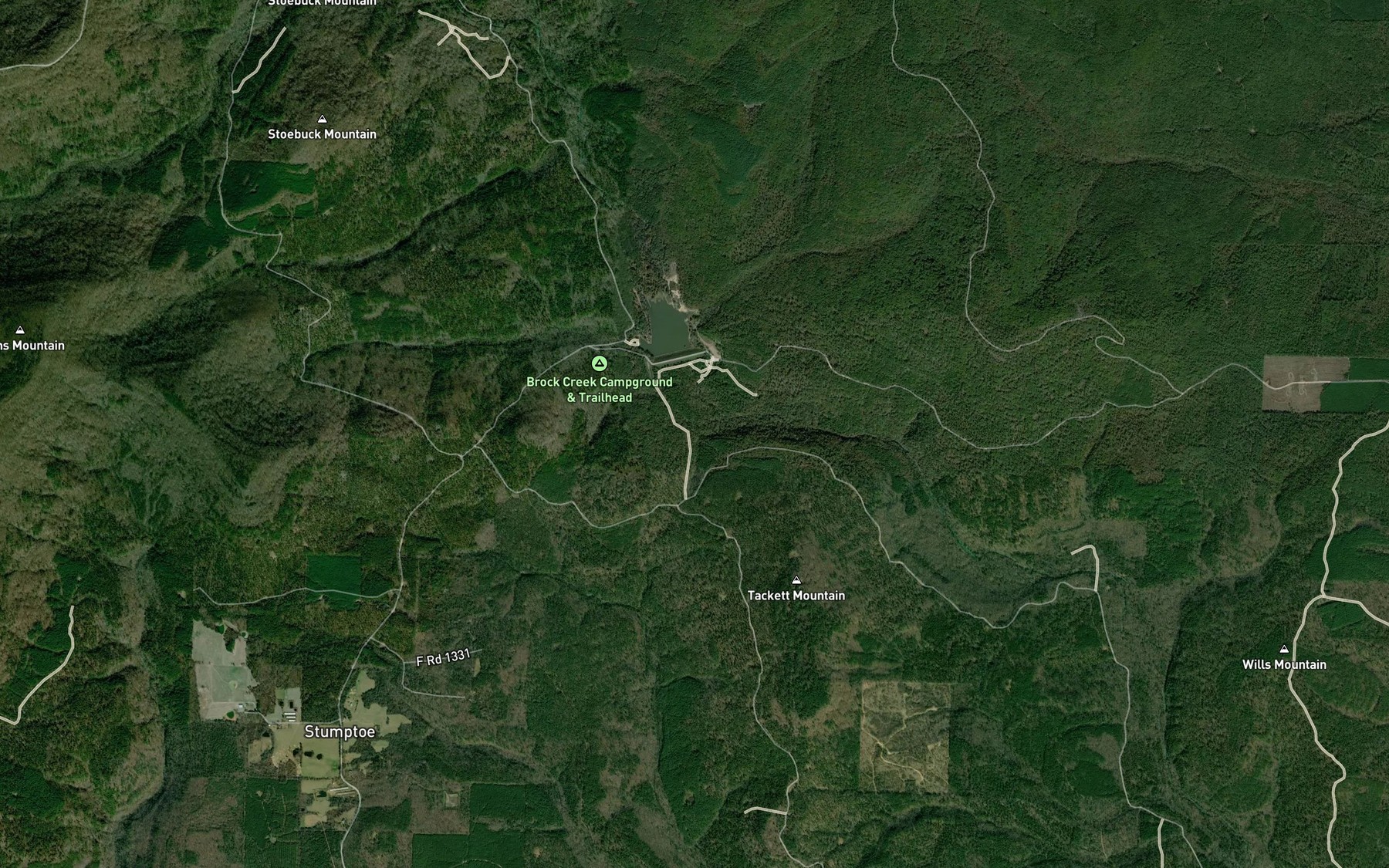 Satellite map of the Brock Creek Lake