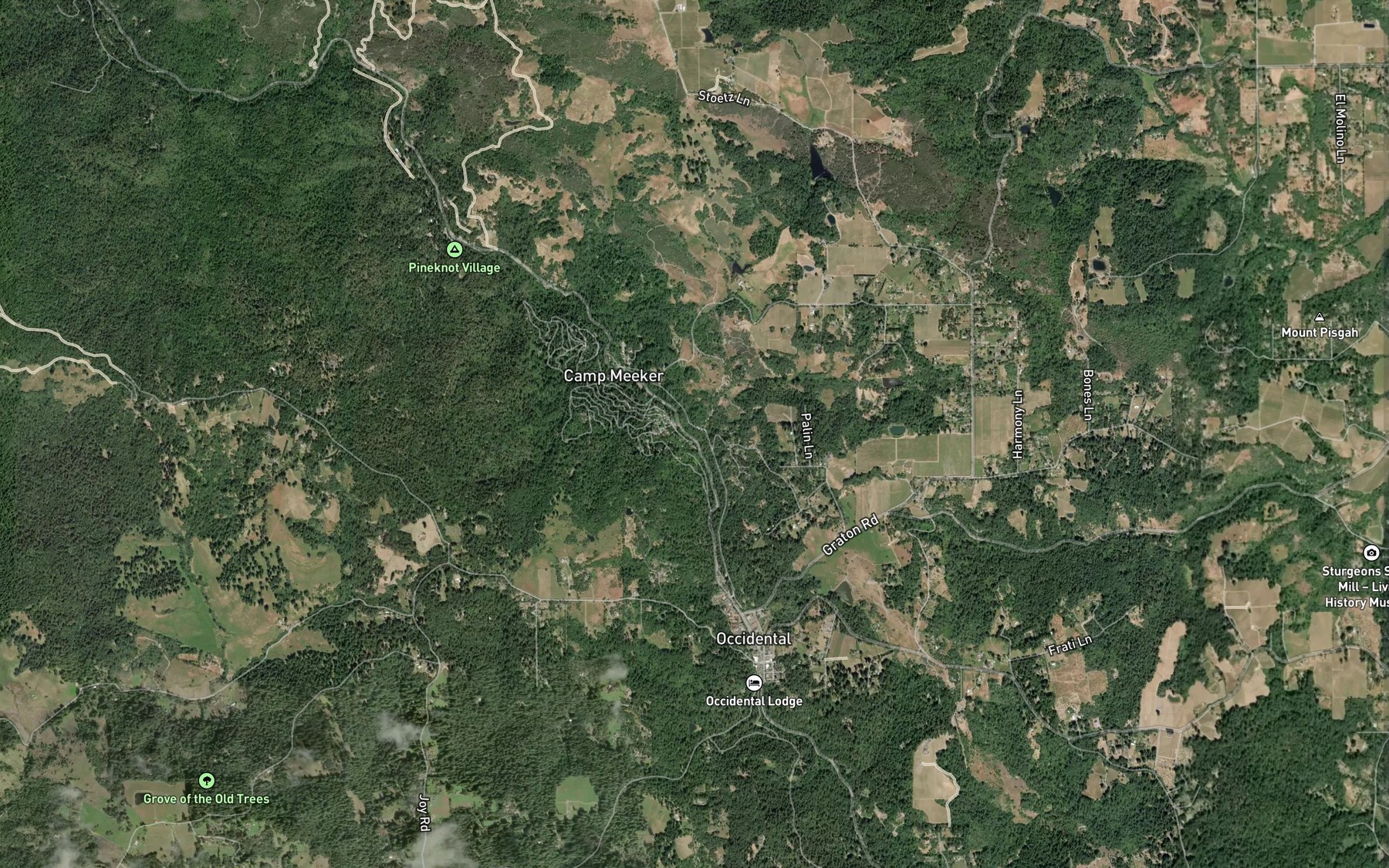 Satellite map of the Lancel Creek