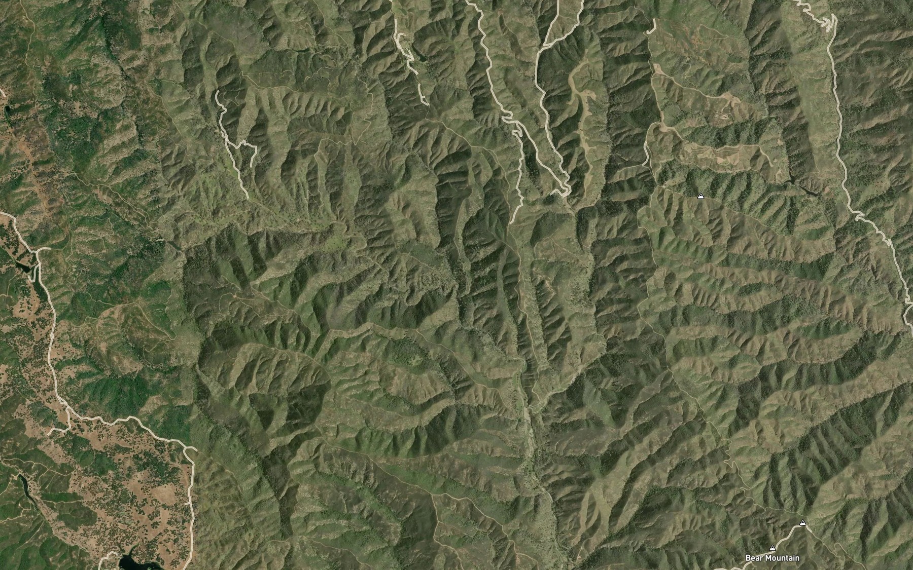 Satellite map of the Grizzly Creek