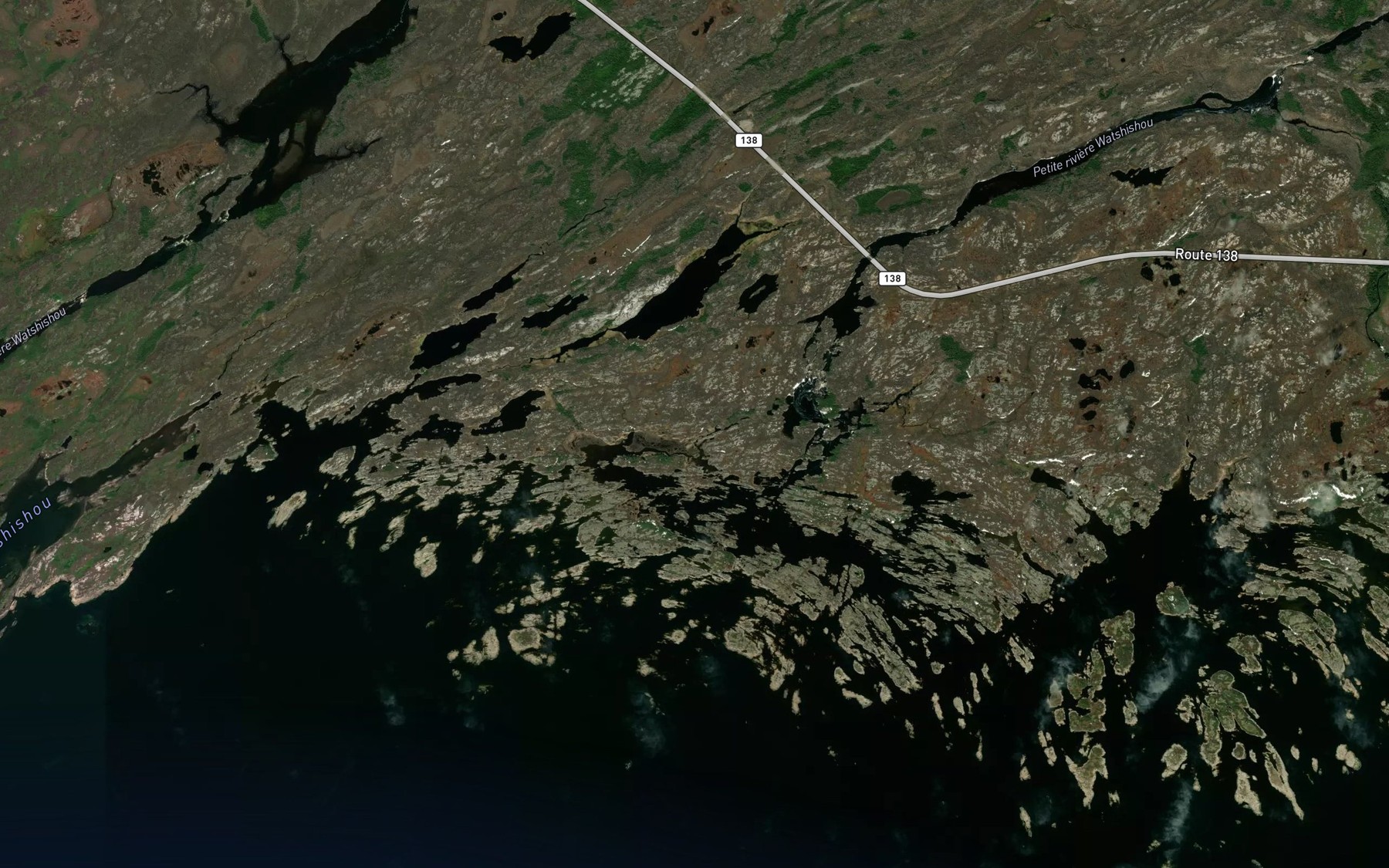 Satellite map of the Petite riviere Watshishou