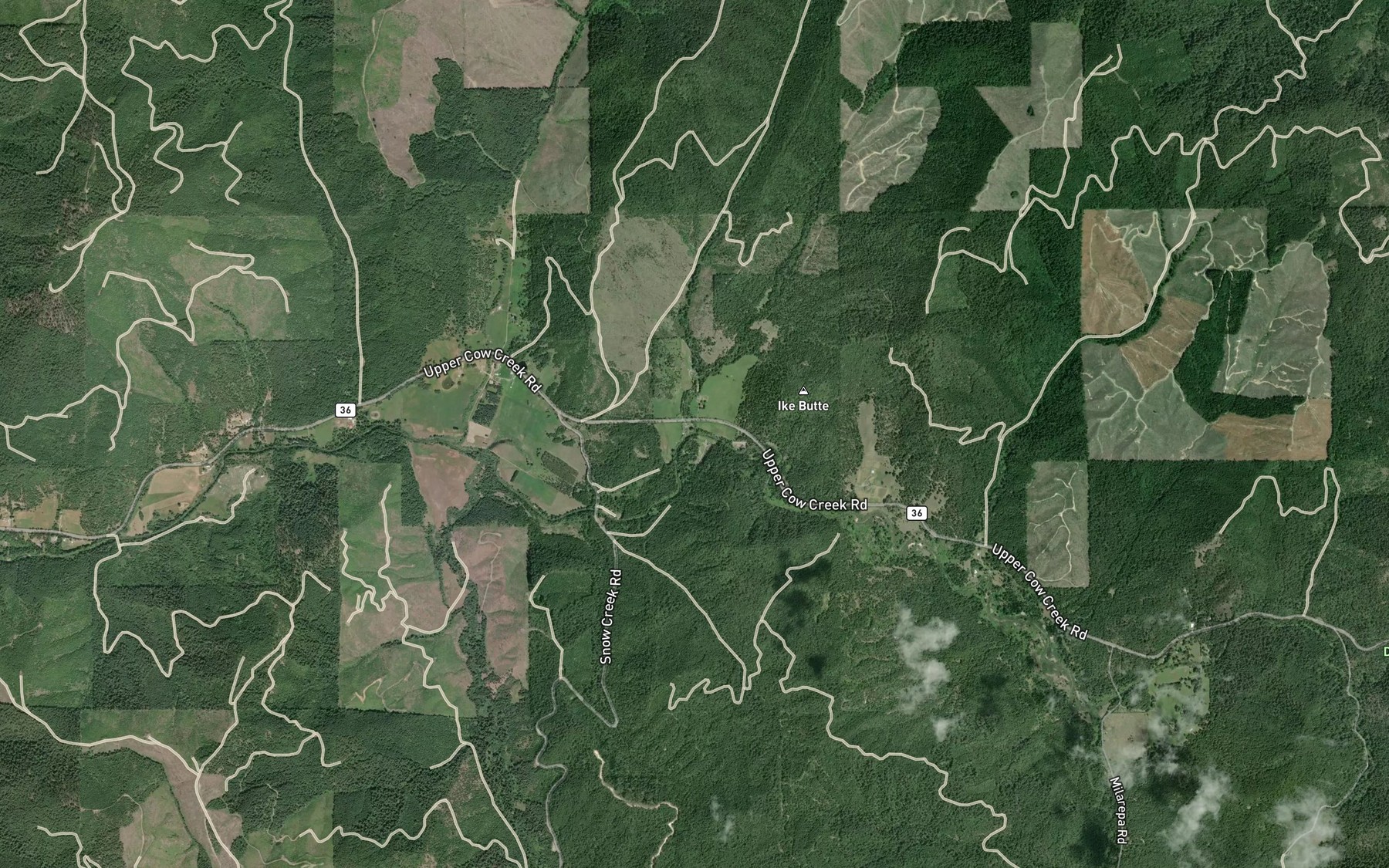 Satellite map of the Maple Creek