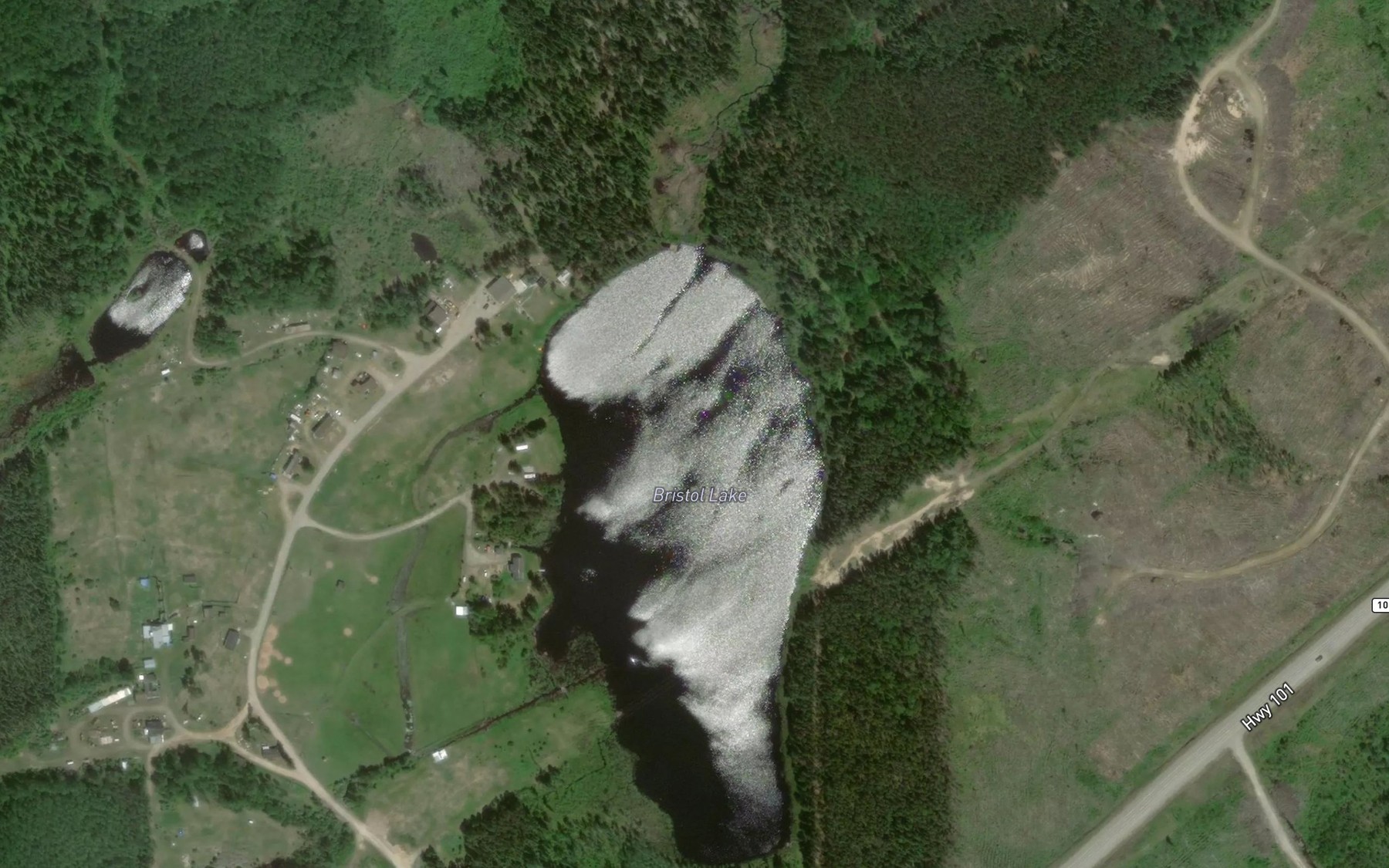 Satellite map of the Bristol Lake