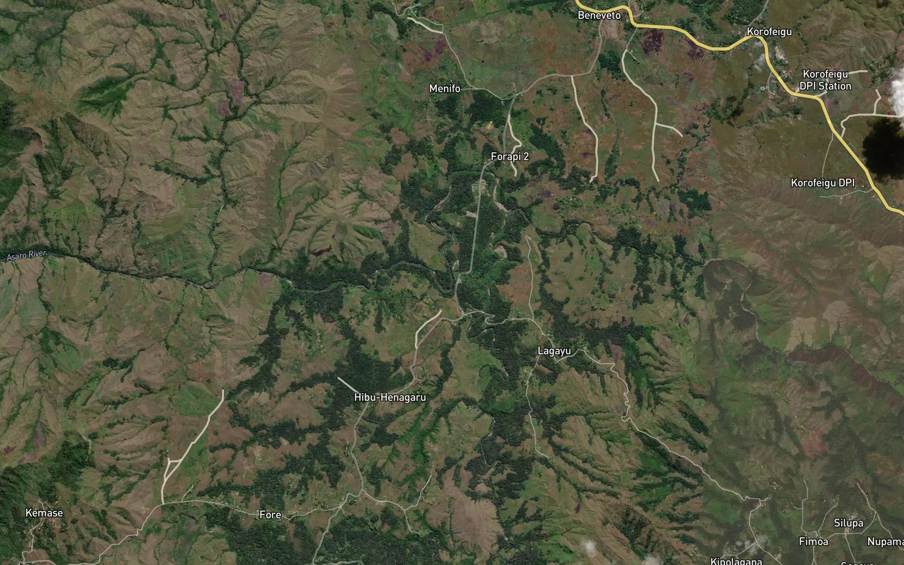 Satellite map of the Dunantina River