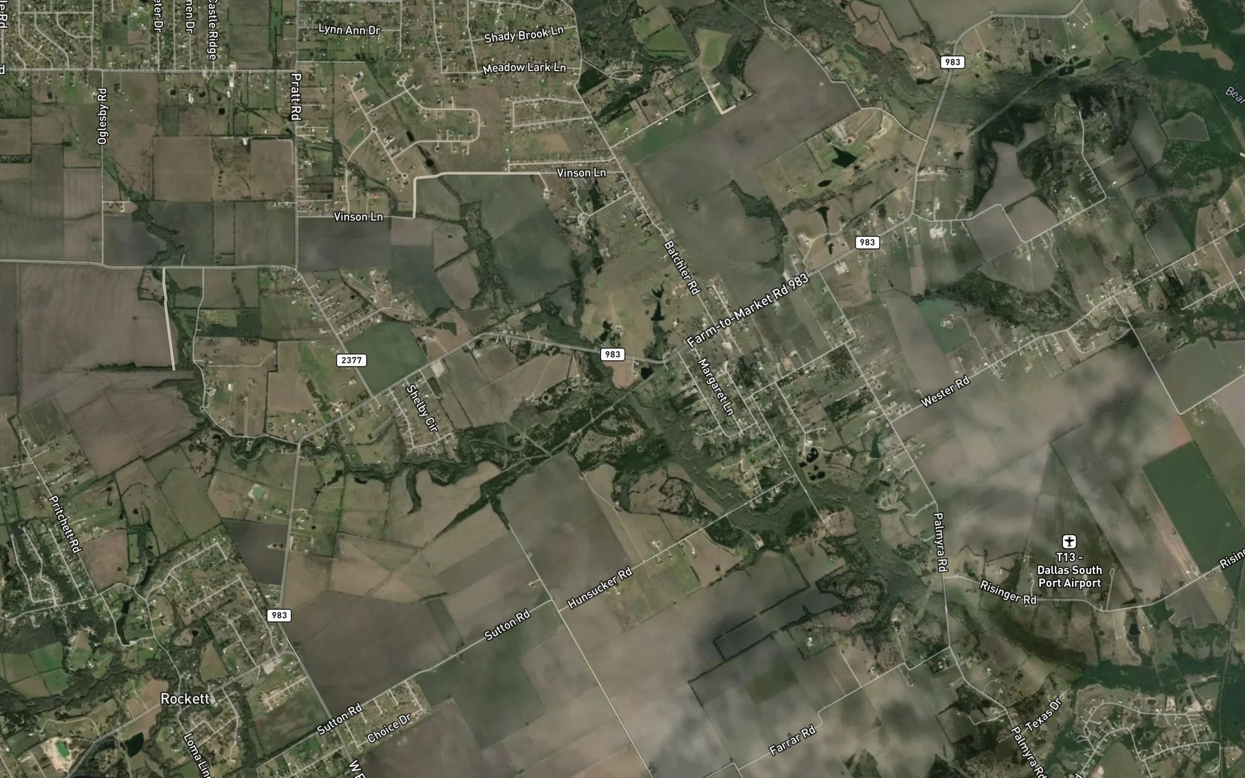 Satellite map of the Cottonwood Creek