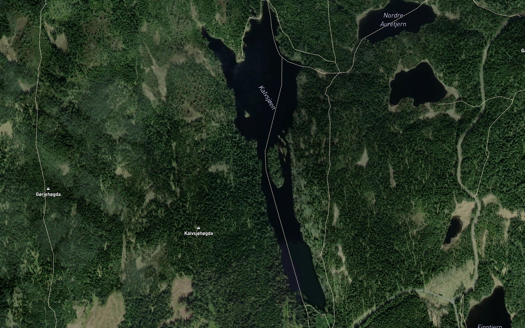 Satellite map of the Kalvsjoen