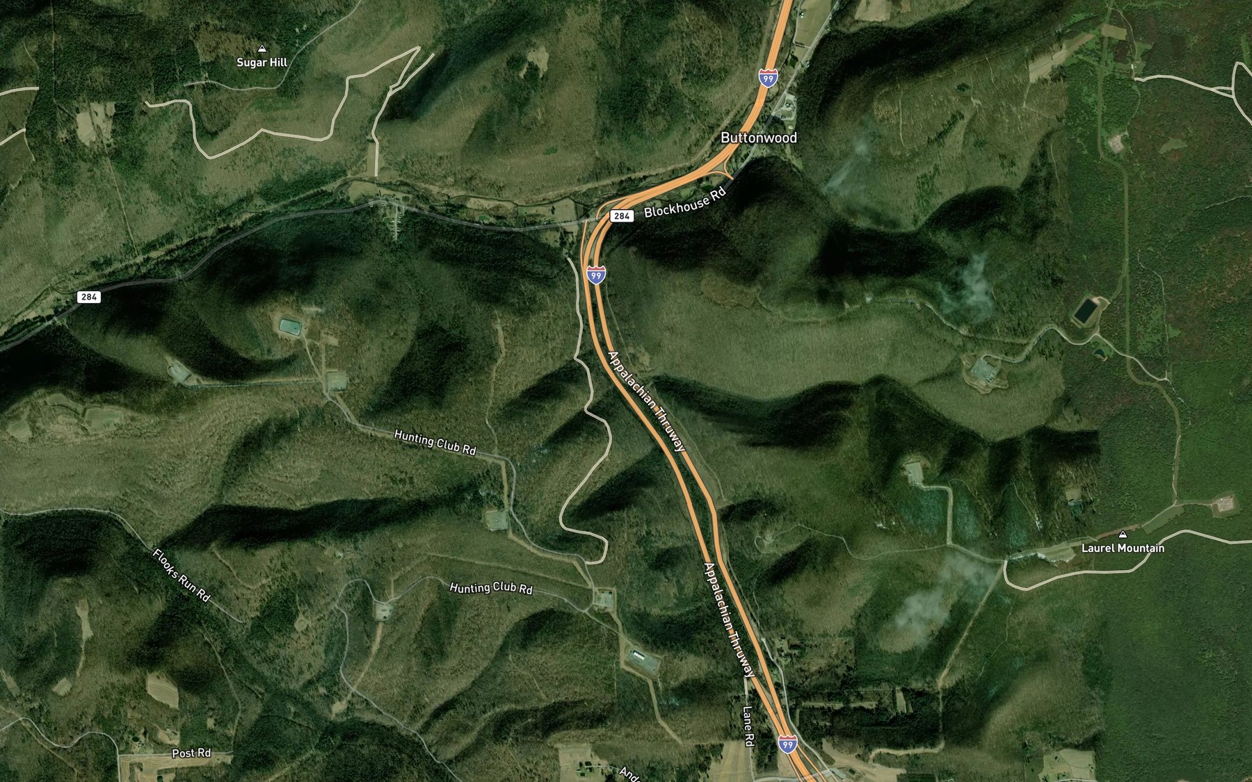 Satellite map of the Packhorse Creek