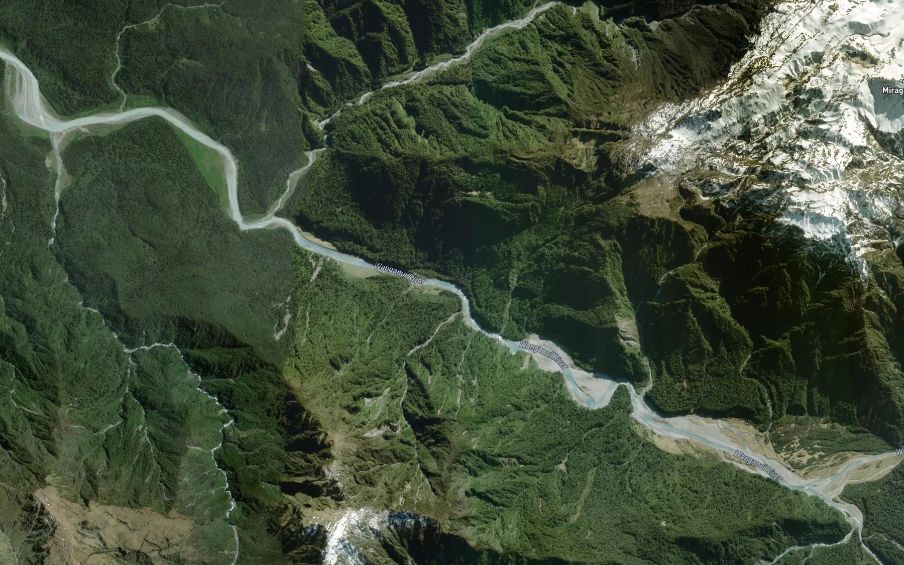 Satellite map of the Wanganui River