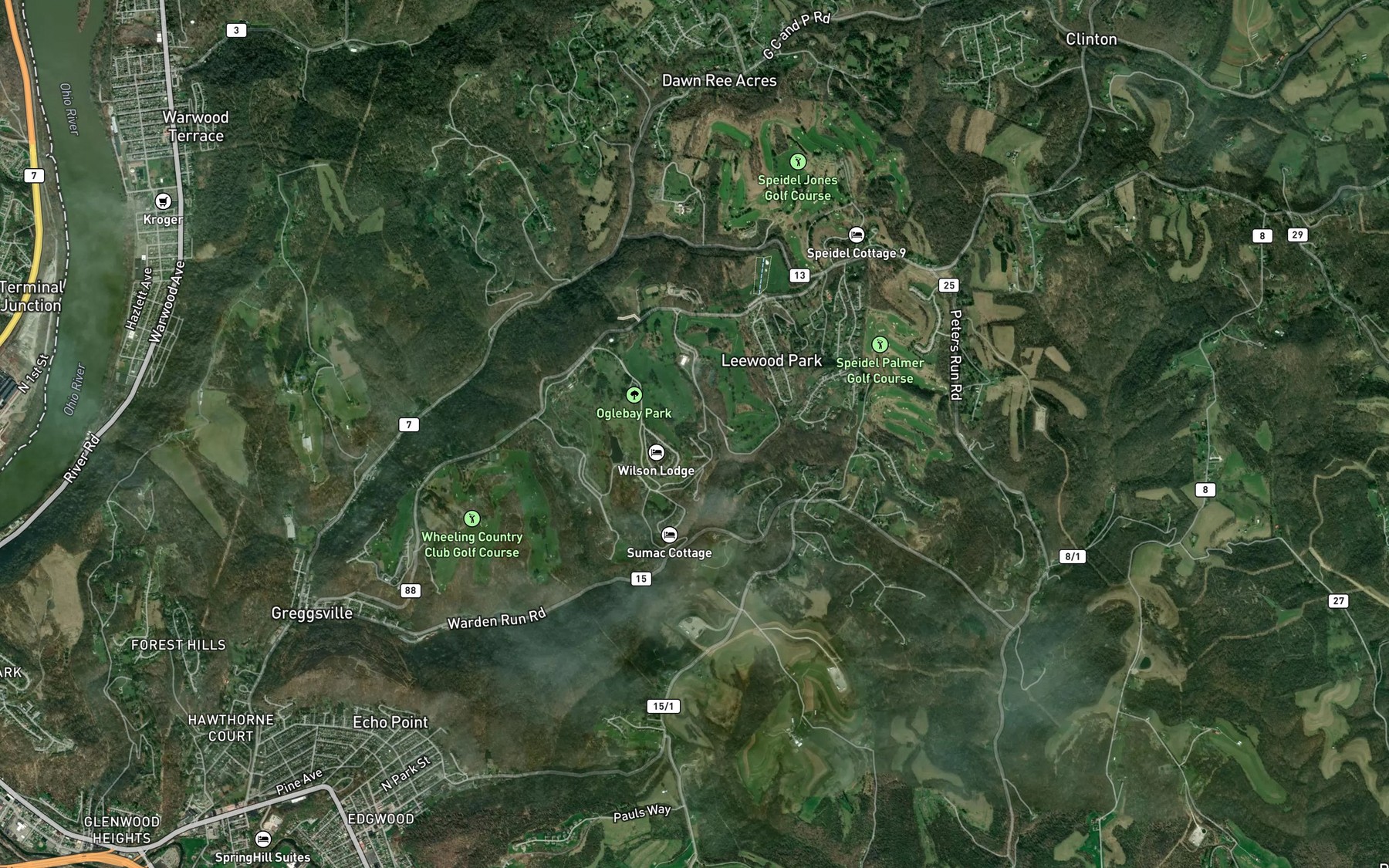 Satellite map of the Oglebay Park Spring