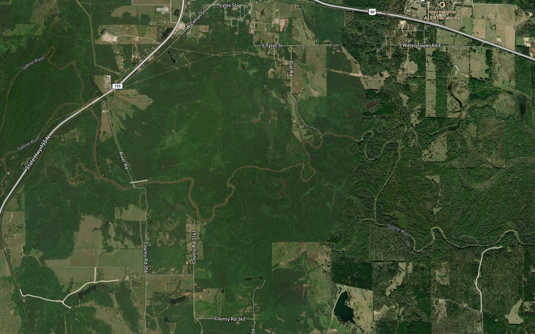 Satellite map of the Hills Creek