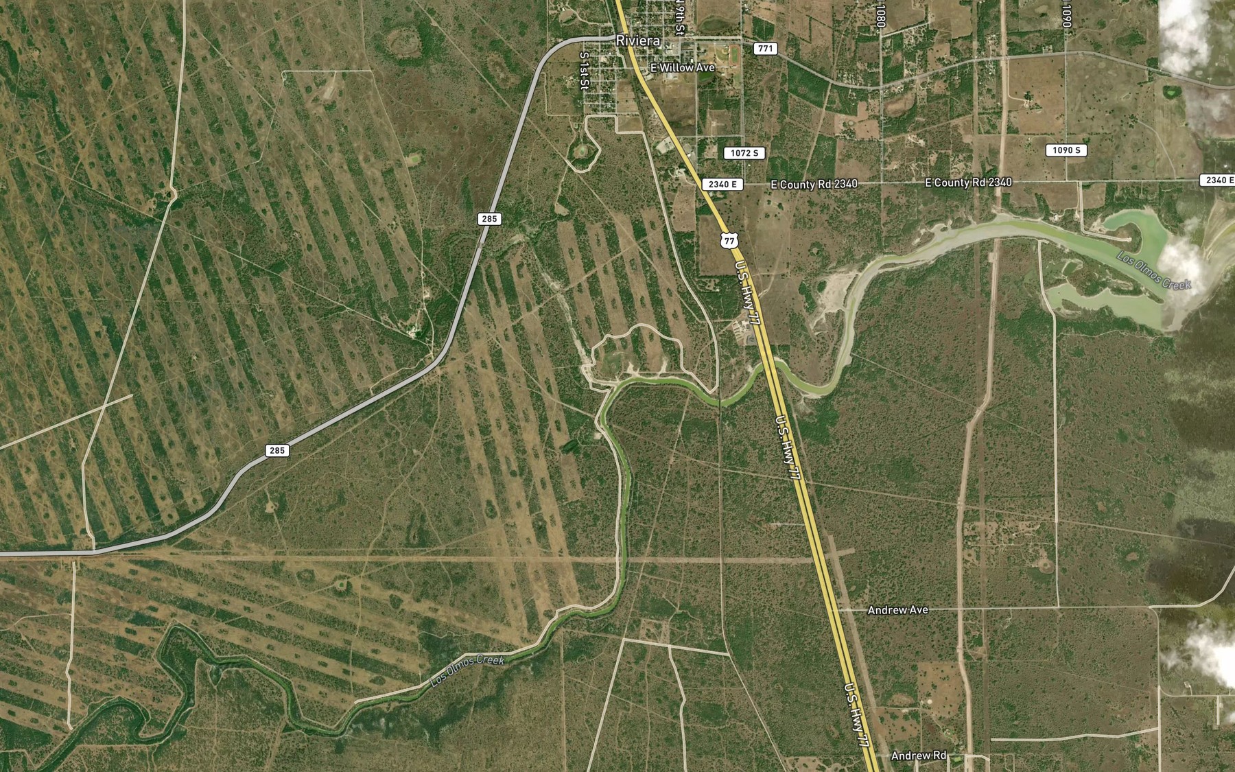 Satellite map of the Salado Creek