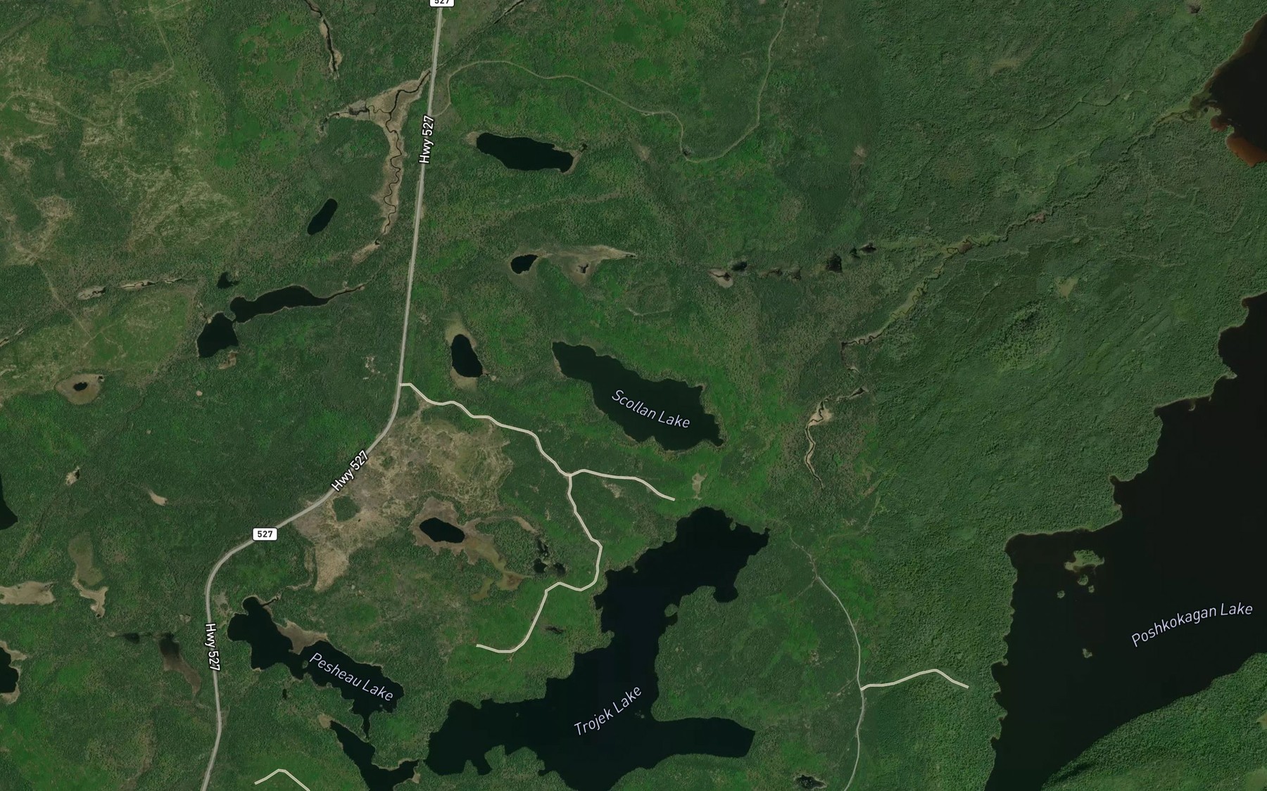 Satellite map of the Scollan Lake