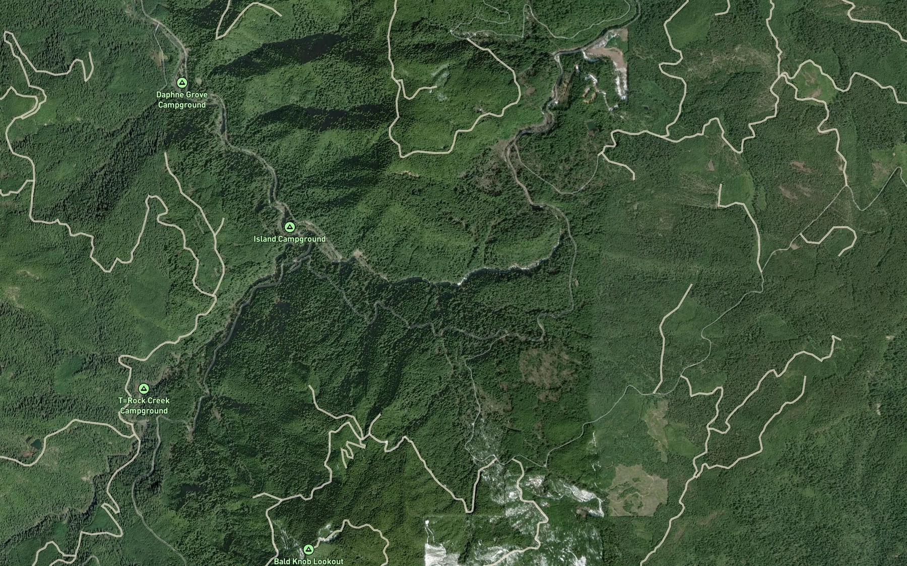 Satellite map of the Drowned Out Creek