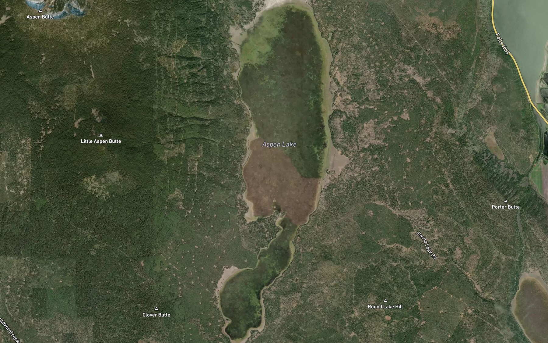 Satellite map of the Aspen Lake