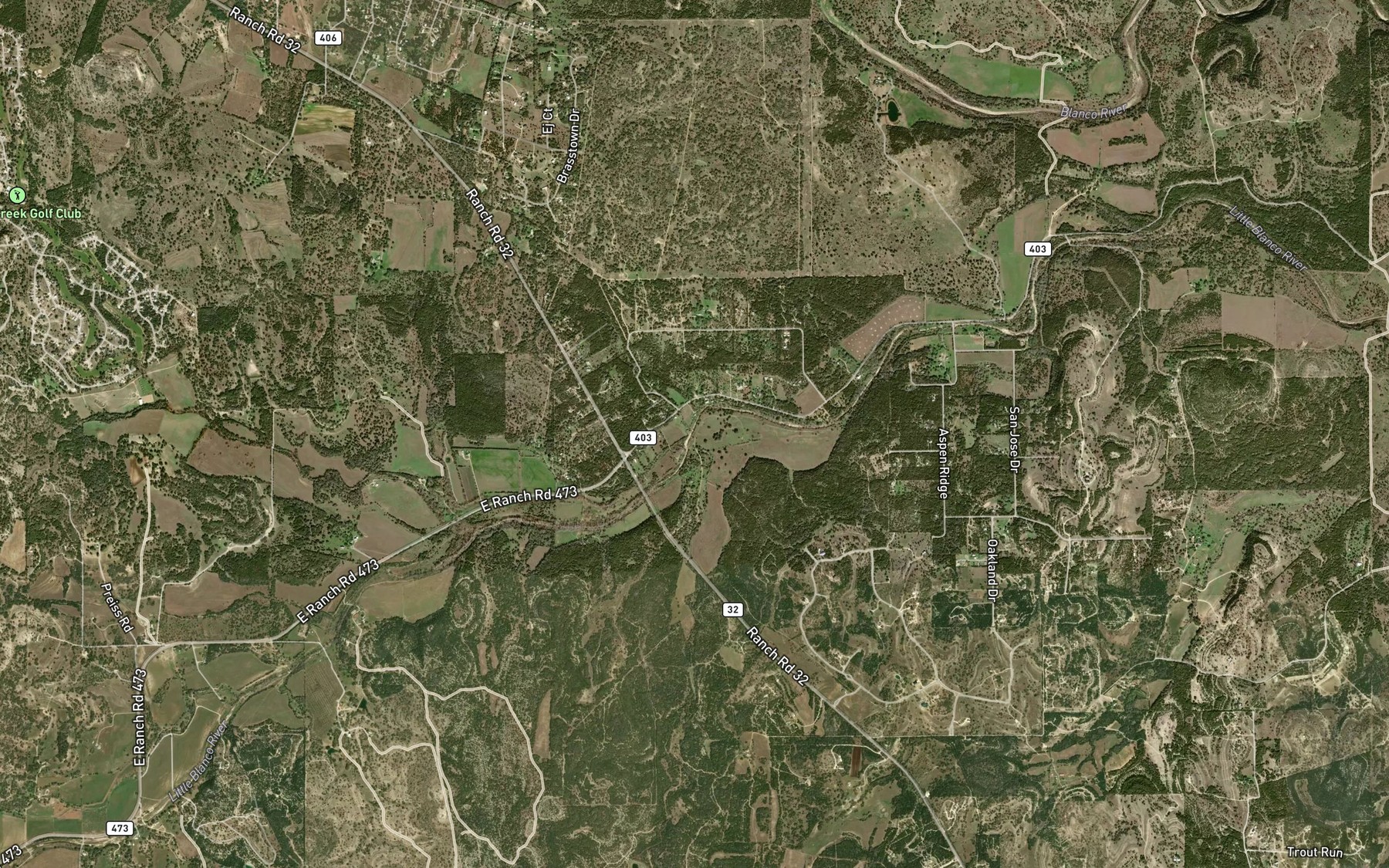 Satellite map of the Rocky Creek