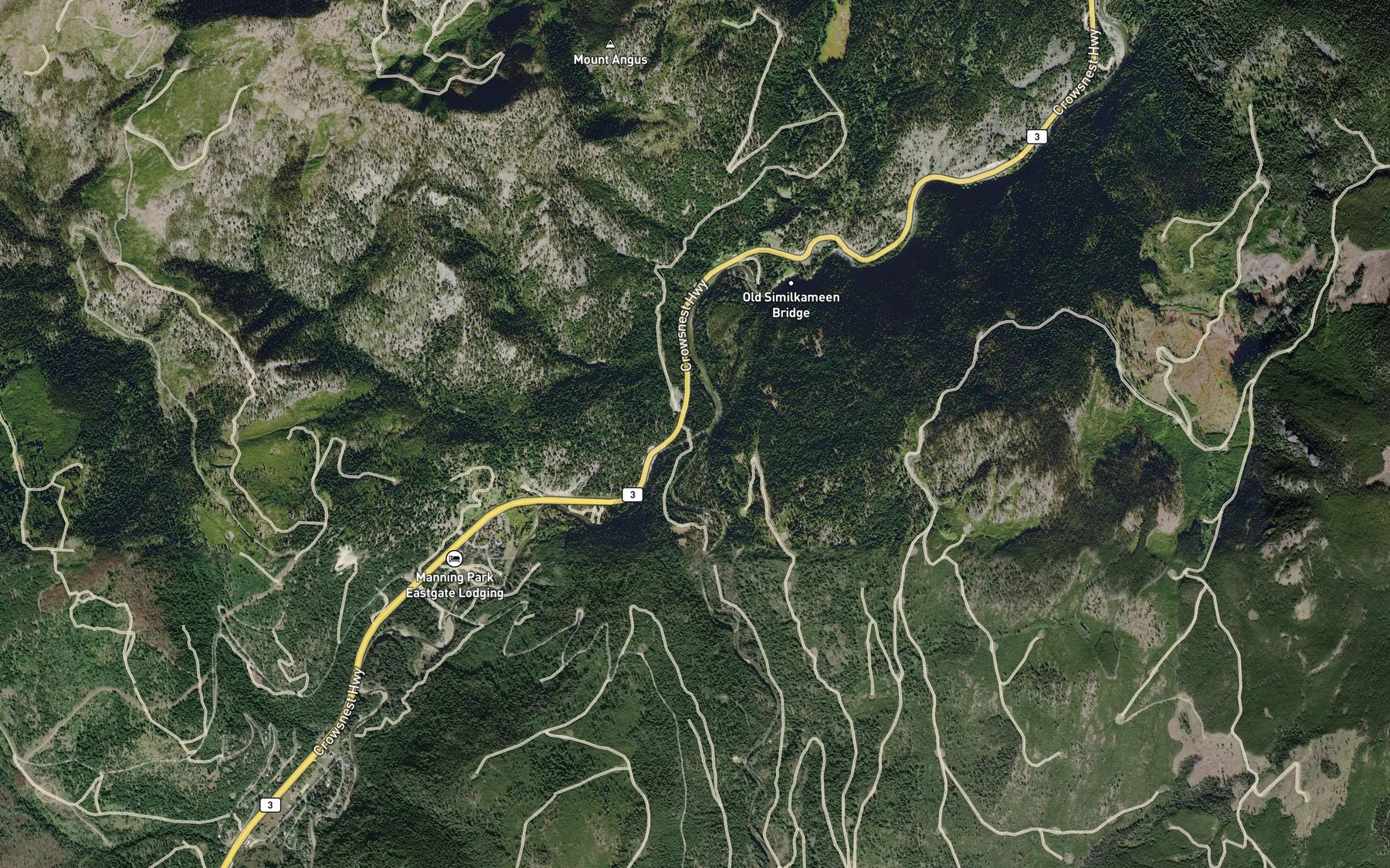 Satellite map of the Pasayten River