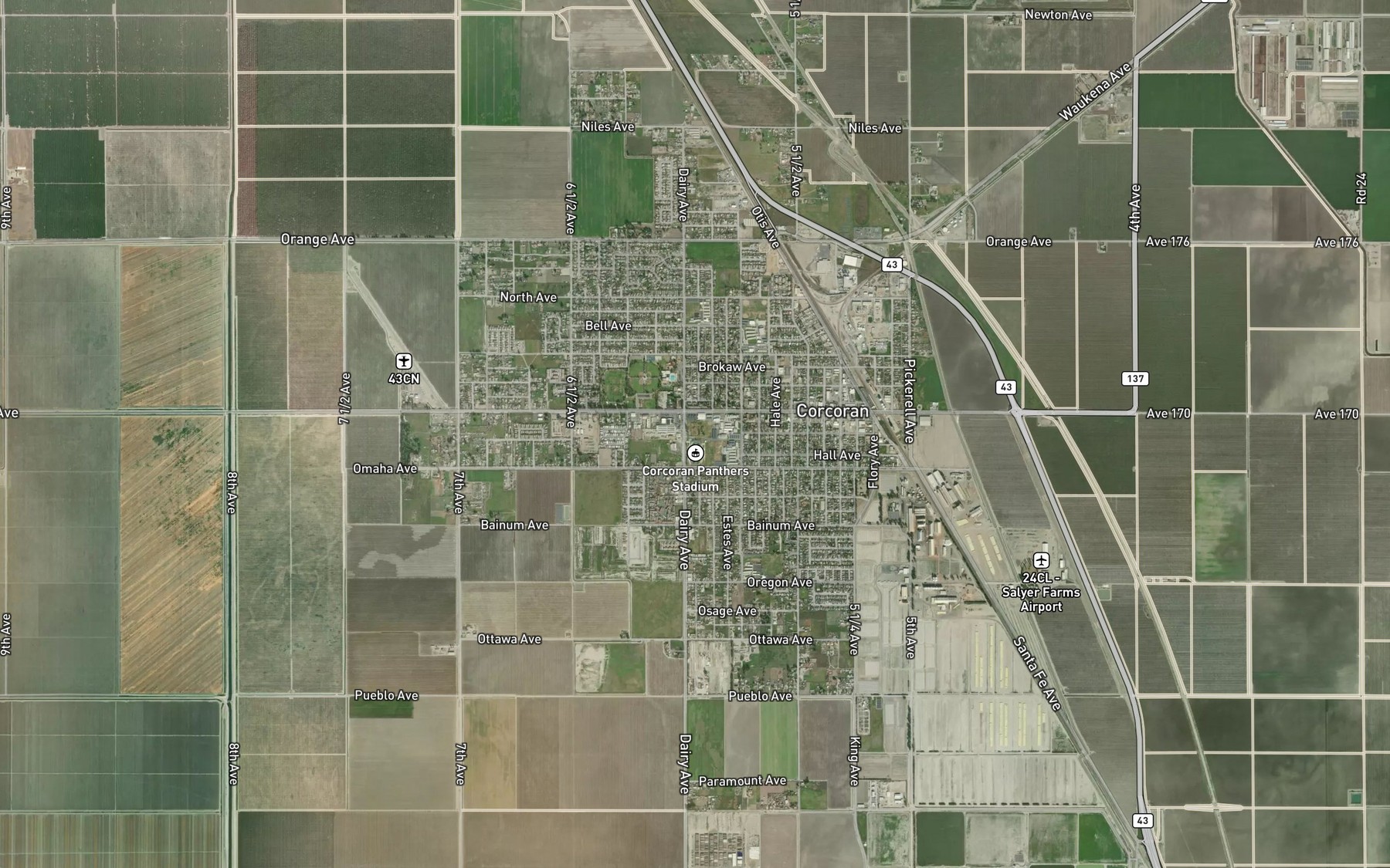 Satellite map of the West Corcoran Ditch