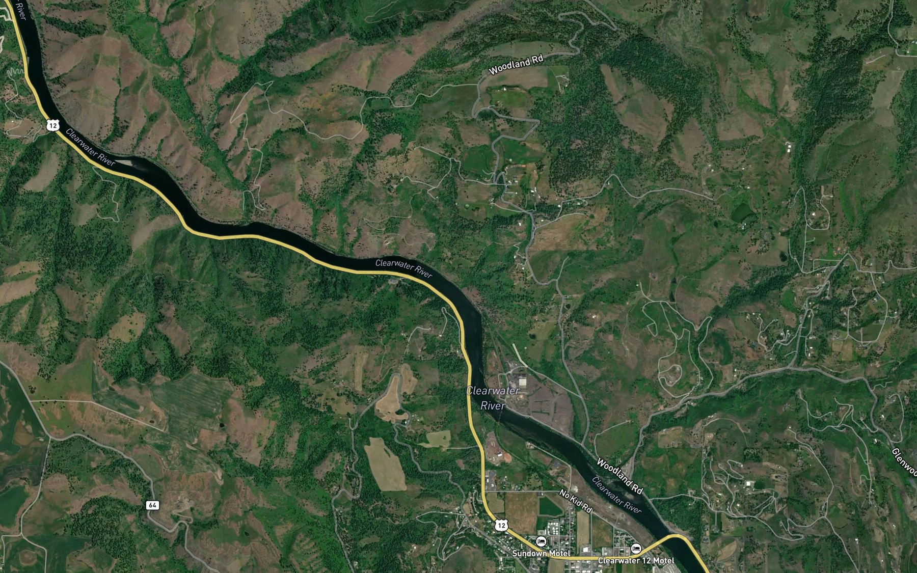 Satellite map of the Woodland Grade Creek