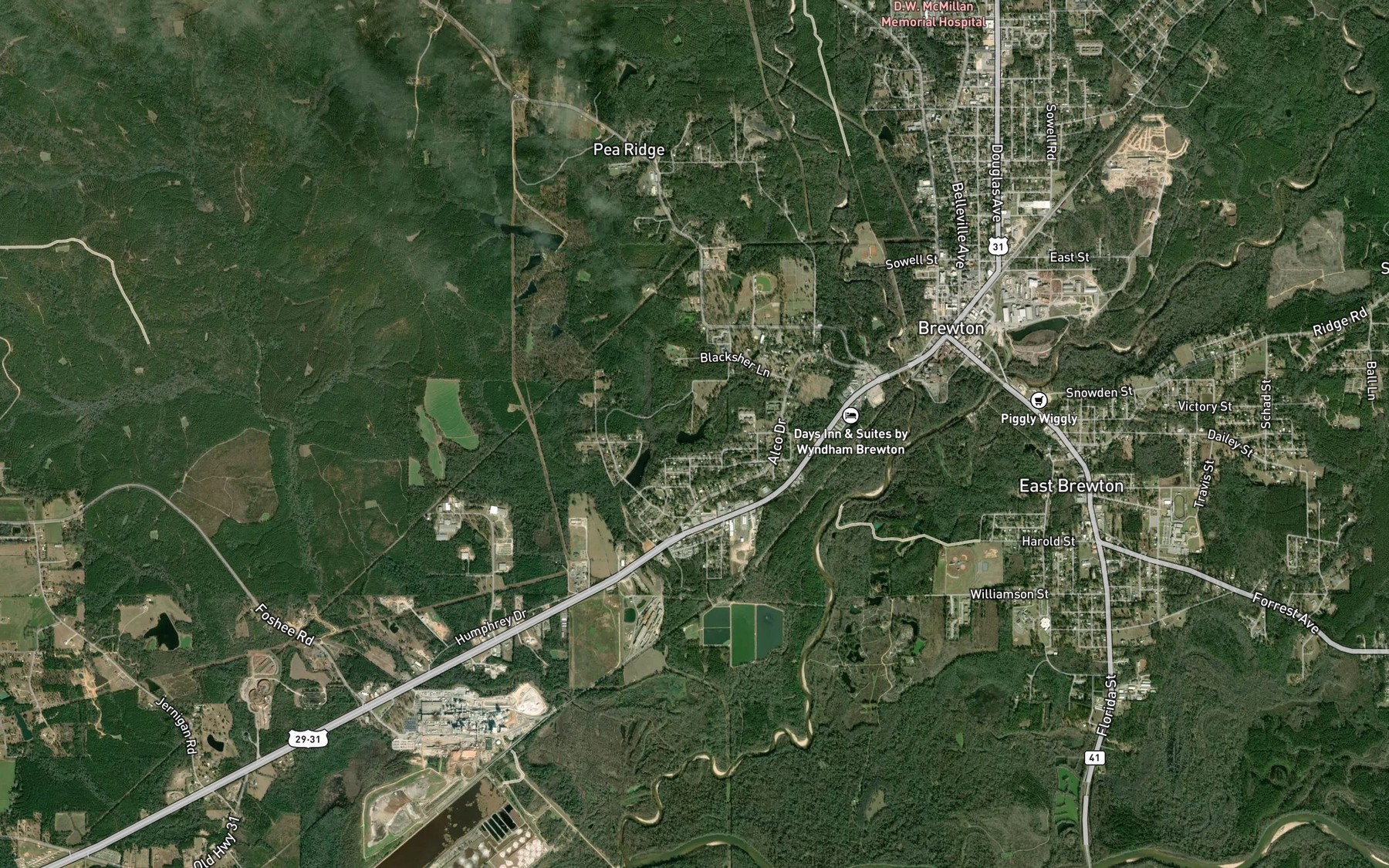 Satellite map of the Hines Lake