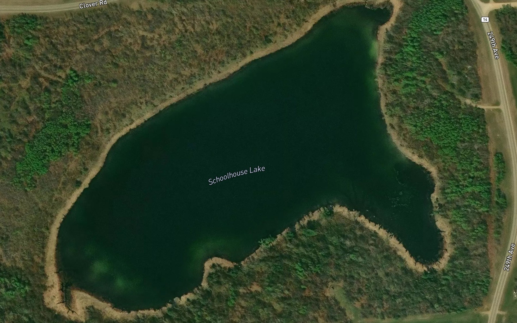 Satellite map of the Schoolhouse Lake