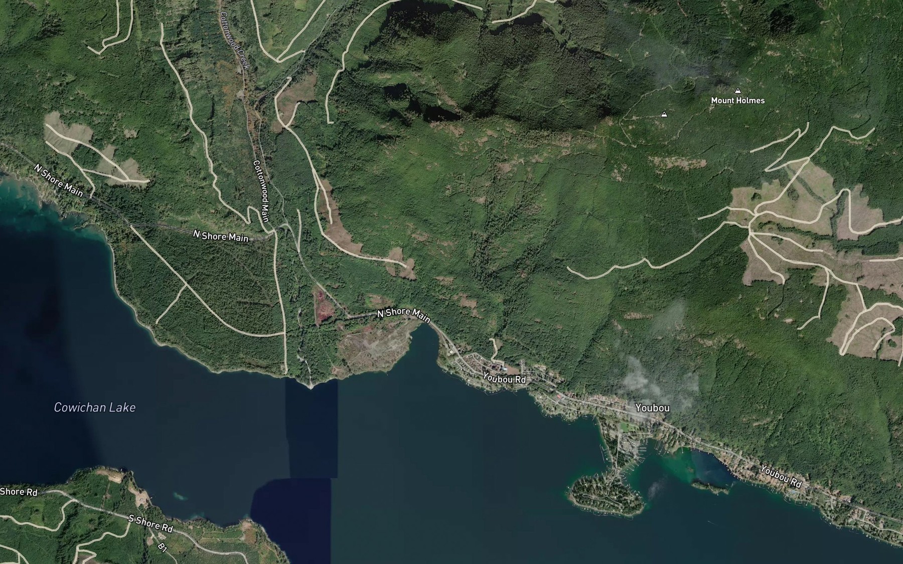 Satellite map of the Youbou Creek