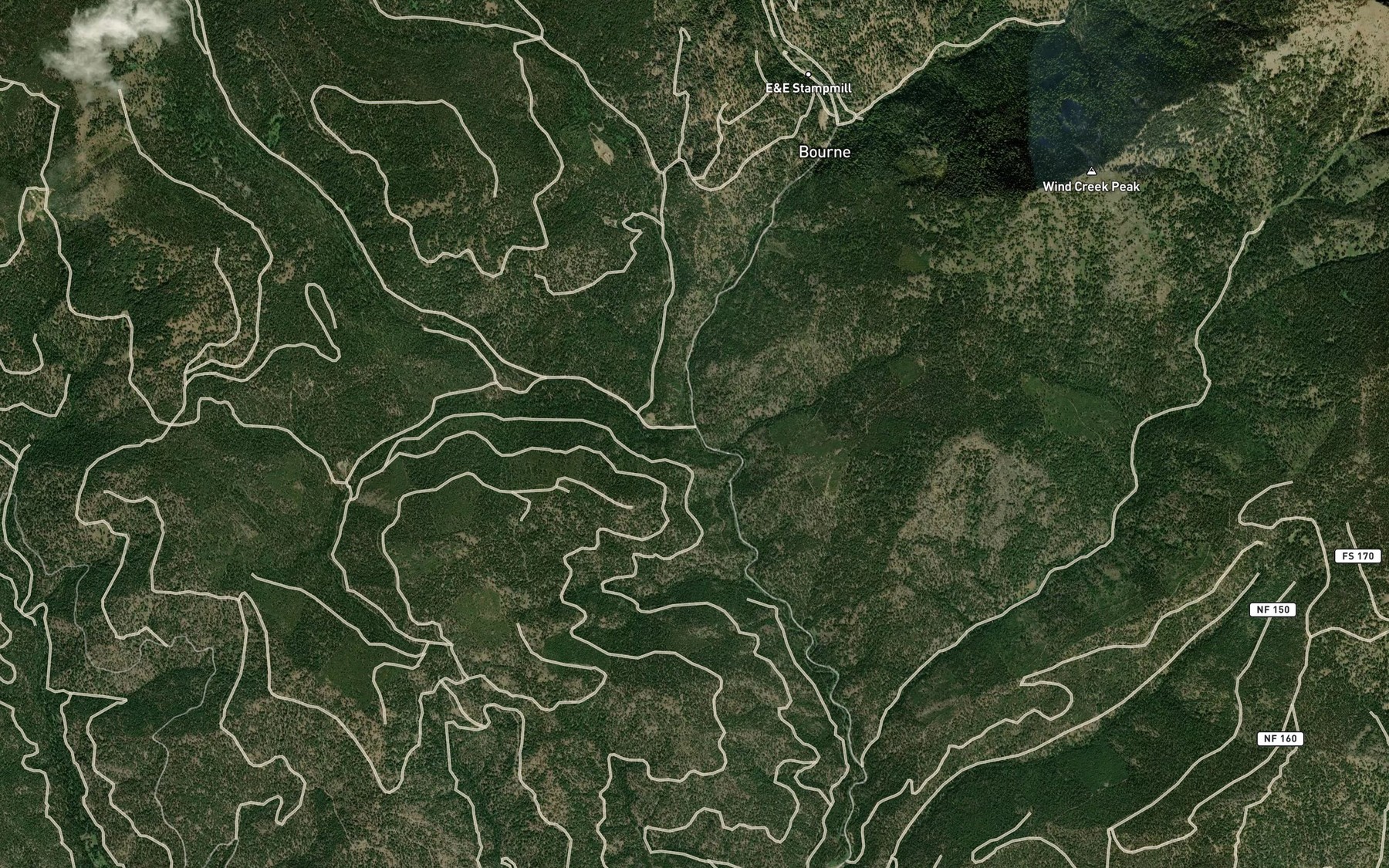 Satellite map of the Silver Creek