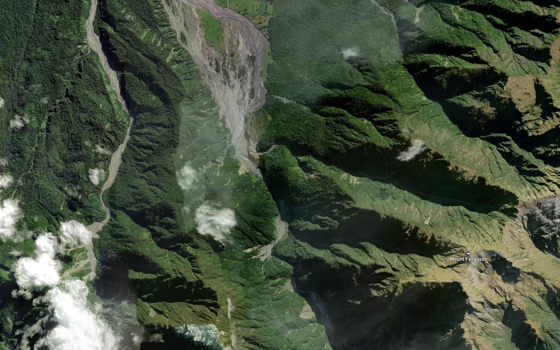 Satellite map of the McClausland Creek