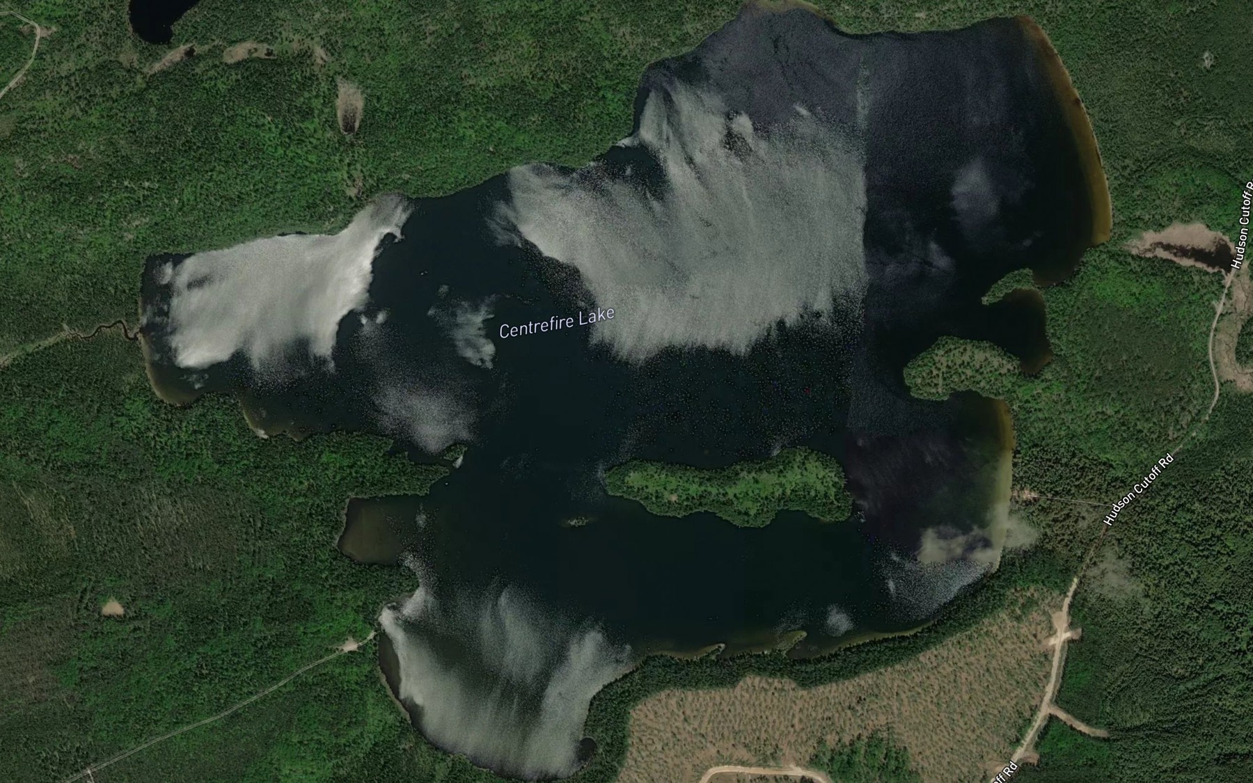 Satellite map of the Centrefire Lake