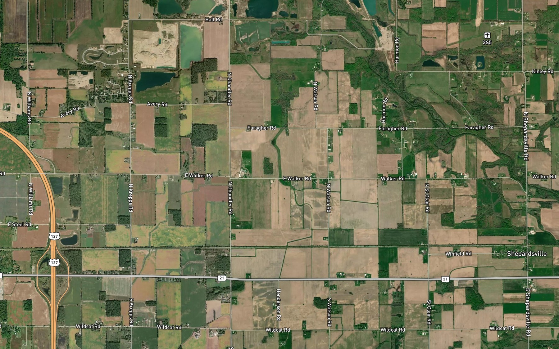 Satellite map of the Sturgis Drain