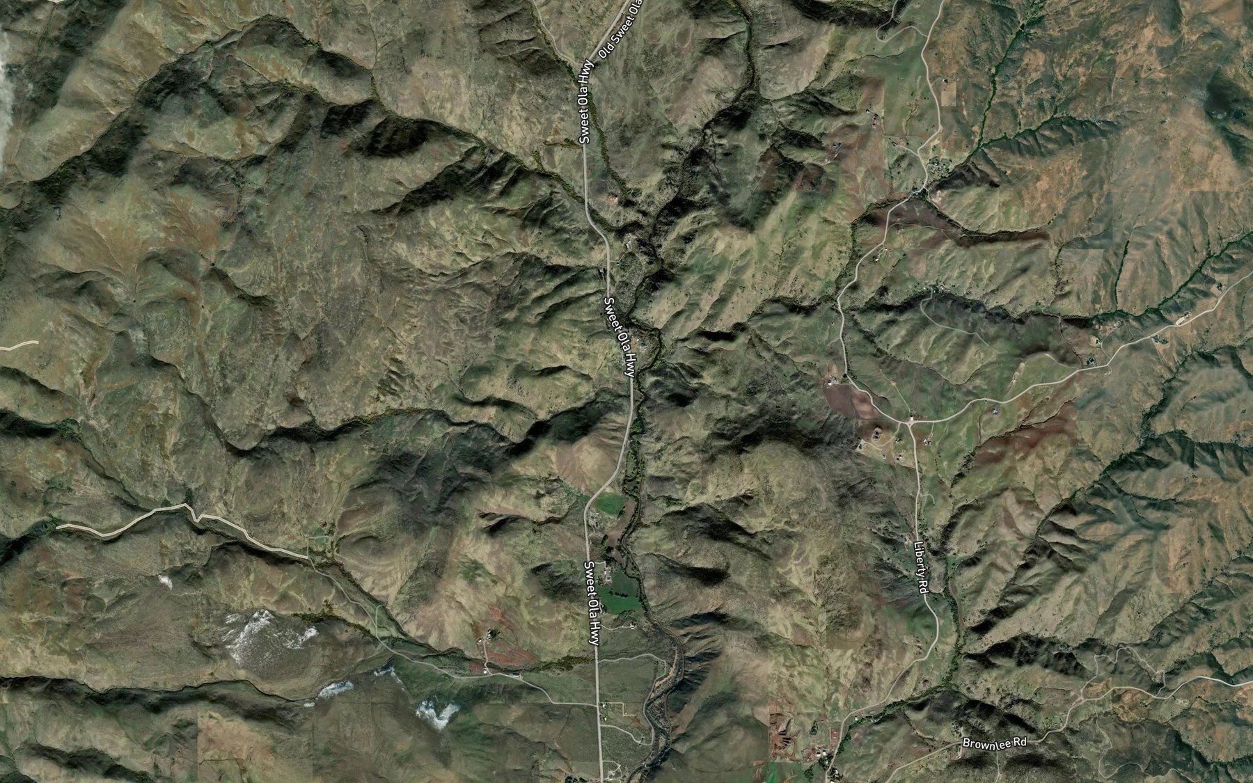 Satellite map of the Brush Creek