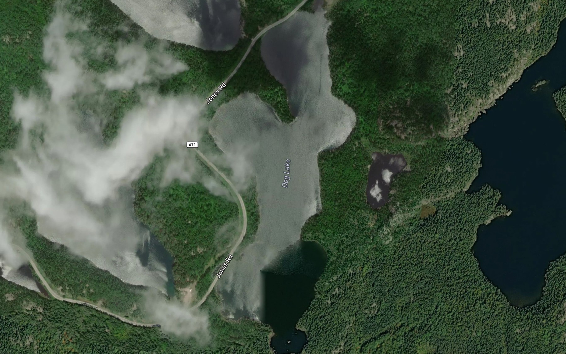Satellite map of the Dog Lake