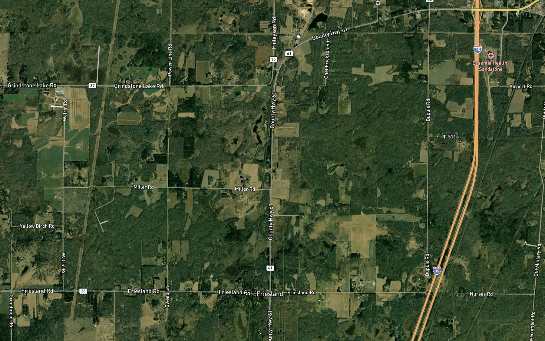Satellite map of the Skunk Lake
