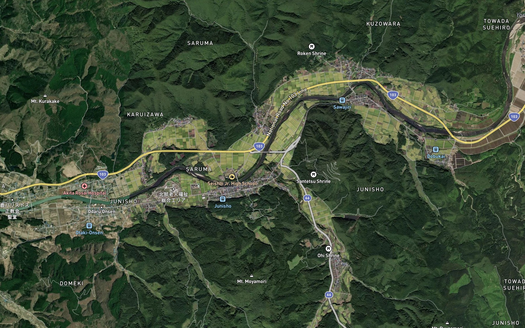 Satellite map of the Bessho Gawa