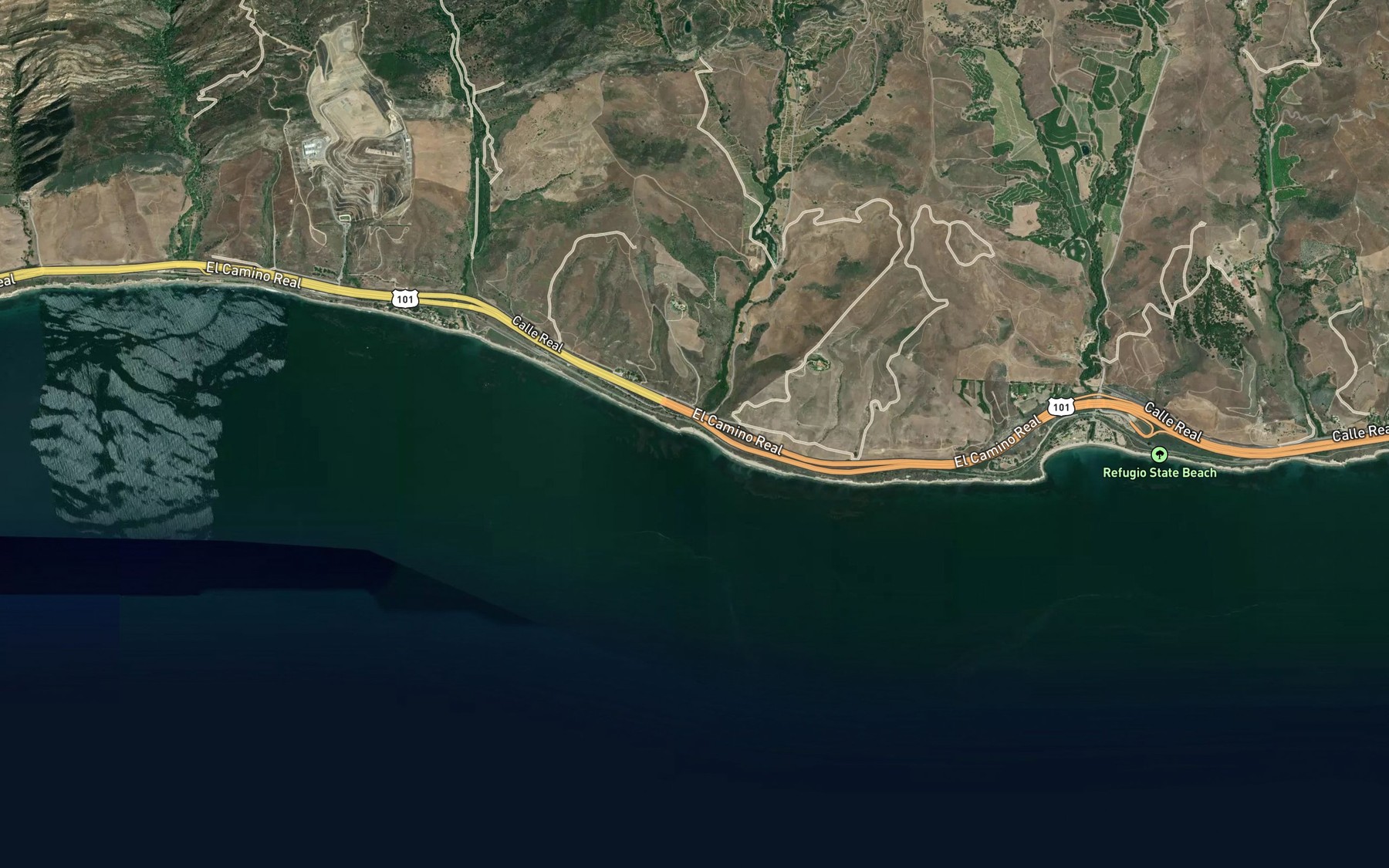 Satellite map of the Tajiguas Creek