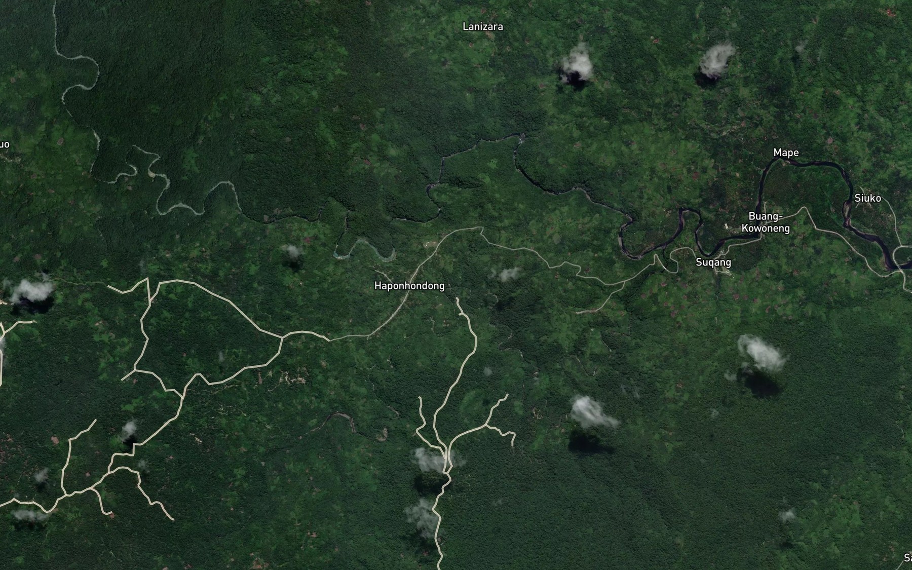 Satellite map of the Zupong River