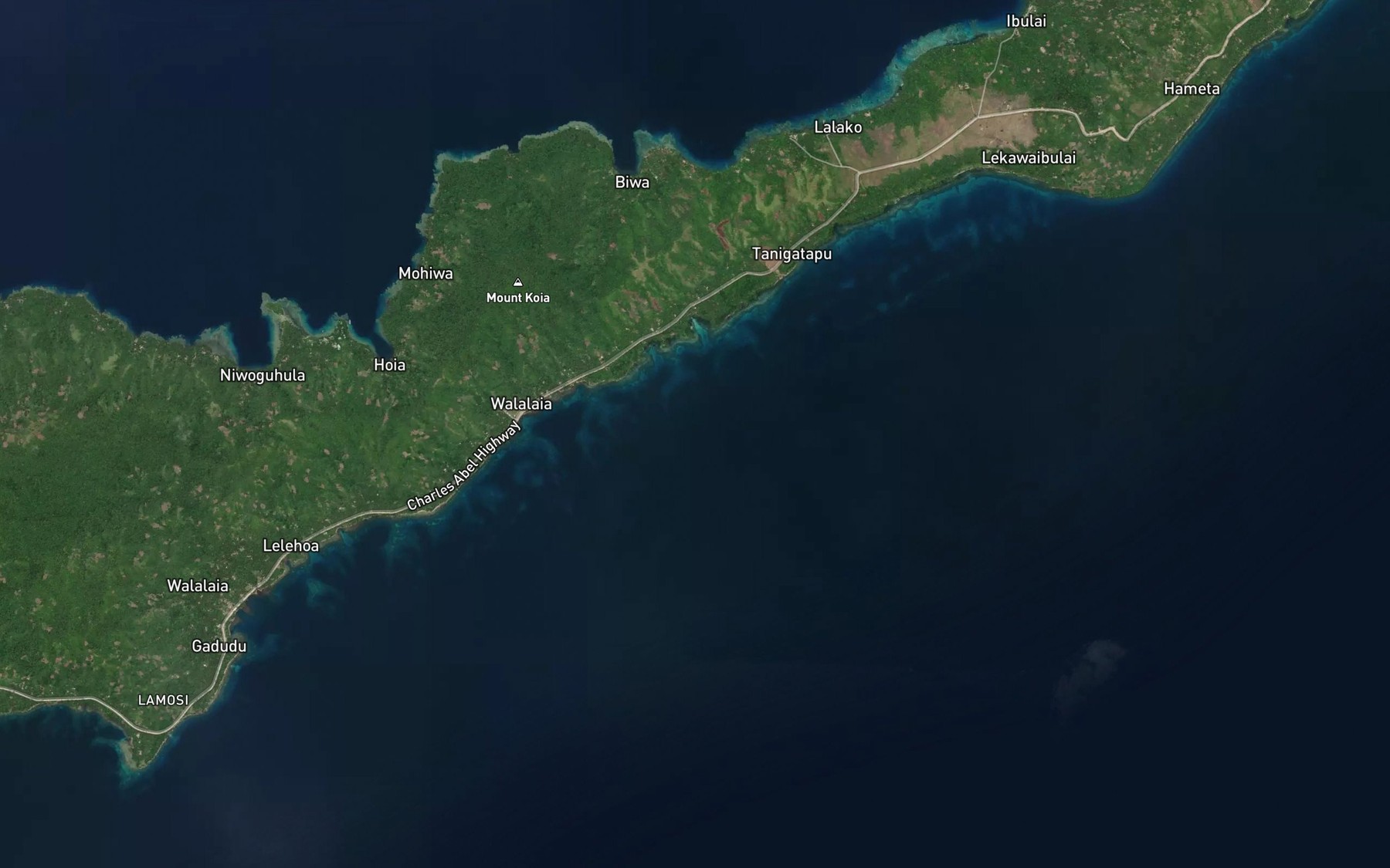Satellite map of the Walalaia Bay