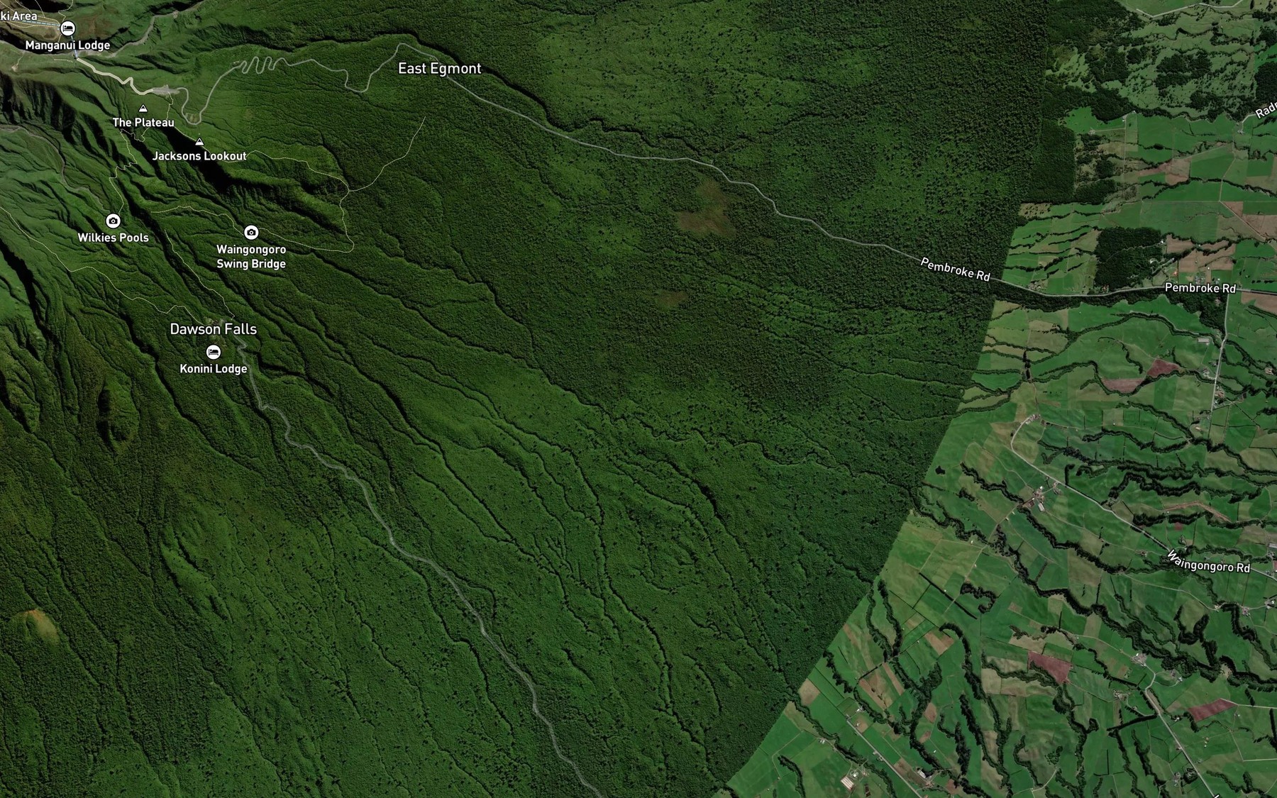 Satellite map of the Mangatokiiti Stream