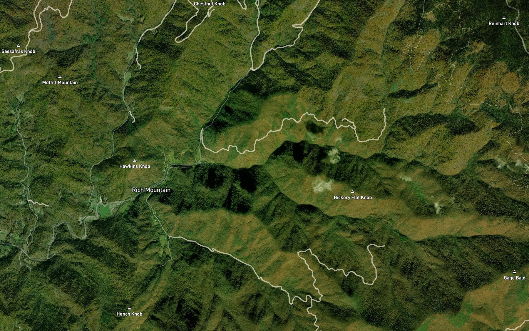 Satellite map of the Piney Mountain Creek